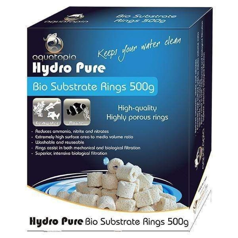 Aquatopia Hydro Pure Bio Substrate Rings 500g - Premium Aquarium Filter Media for Crystal Clear Water, Ideal for Freshwater & Saltwater Fish Tanks