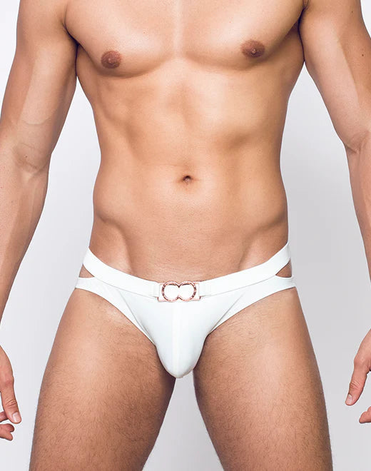 2eros Double Strap Swim Brief Ivory - Sexy Men's Swimwear for Beach, Pool & Vacation | Comfortable & Stylish Swim Trunks