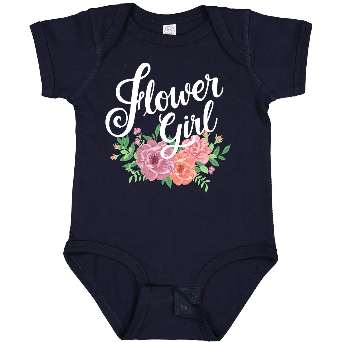 Inktastic Flower Girl Hand Lettering with Flowers Illustration Baby Bodysuit - Cute Organic Cotton Onesie for Newborns, Infants & Toddlers - Perfect for Baby Showers, Birthdays & Family Photos