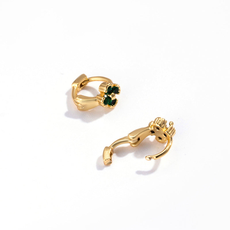 18K Gold Cartilage Huggie Earrings with Flower Design - Sparkling Hoop Earrings for Women | Perfect for Everyday Wear, Parties, and Special Occasions | HSPJ402