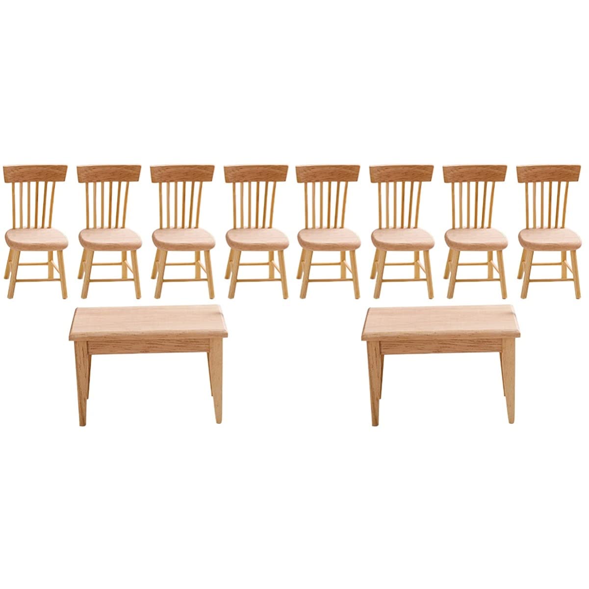 NUOBESTY 10pcs Miniature Dollhouse Dining Chairs & Table Set - Perfect for Dollhouse Accessories, Miniature Home Decor, and DIY Craft Projects