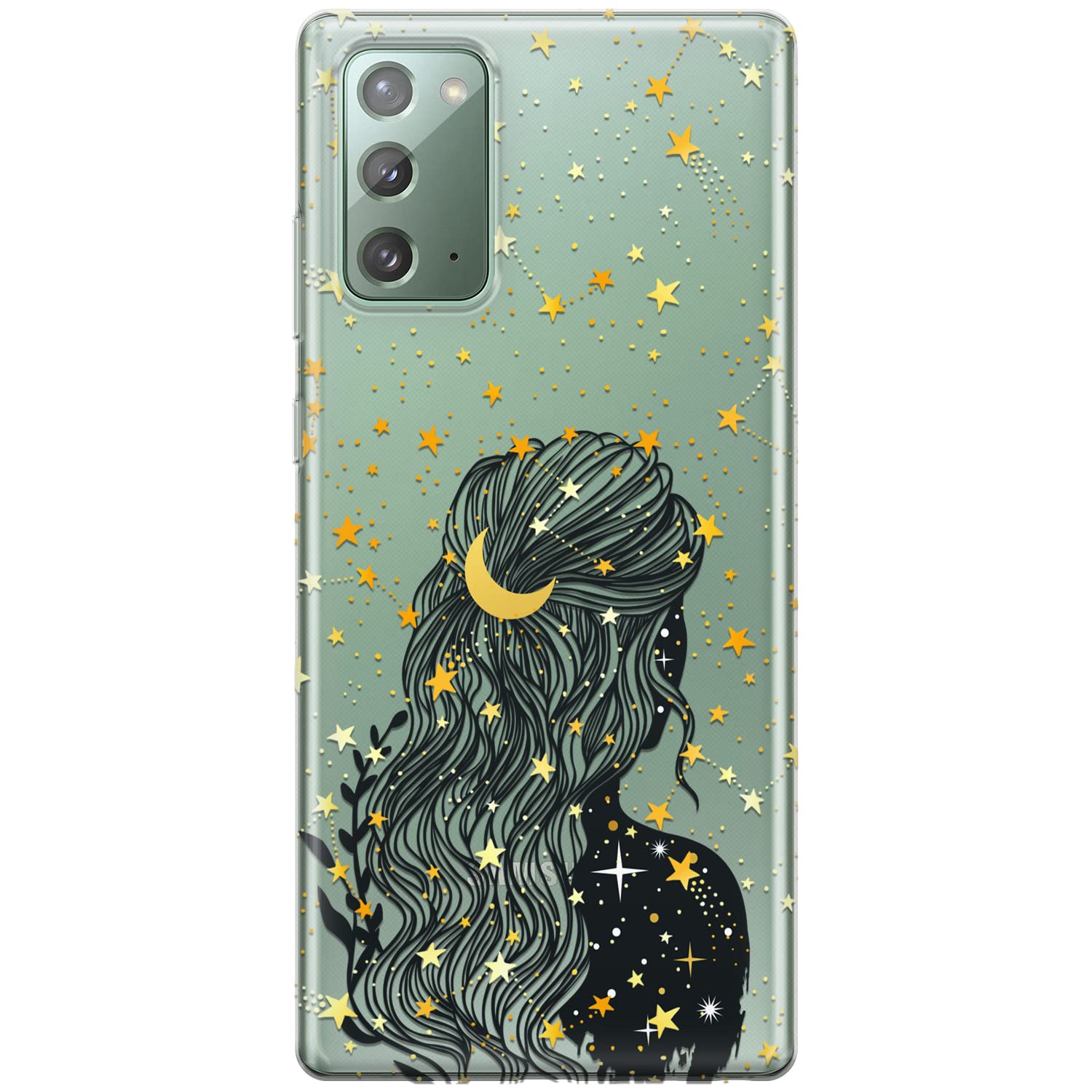 Celestial Constellation Clear Phone Case for Samsung Galaxy S24/S23 Ultra/S22+/S21 FE 5G/S20/Note 20/10 - Gypsy Moon Child Aesthetic Protective Cover for Women | Perfect for Everyday Use, Travel & Gift Giving