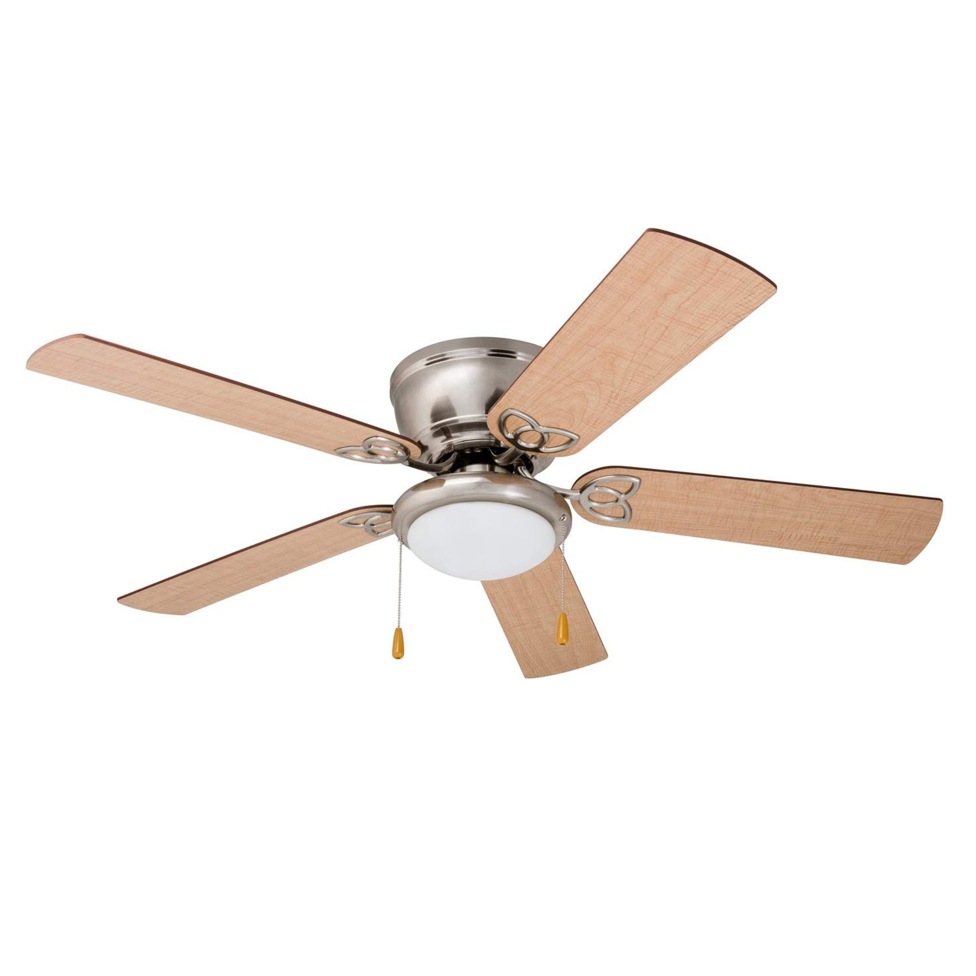 52 Inch Benton Brushed Nickel Ceiling Fan with Pull Chain - Perfect for Living Room, Bedroom, and Outdoor Spaces