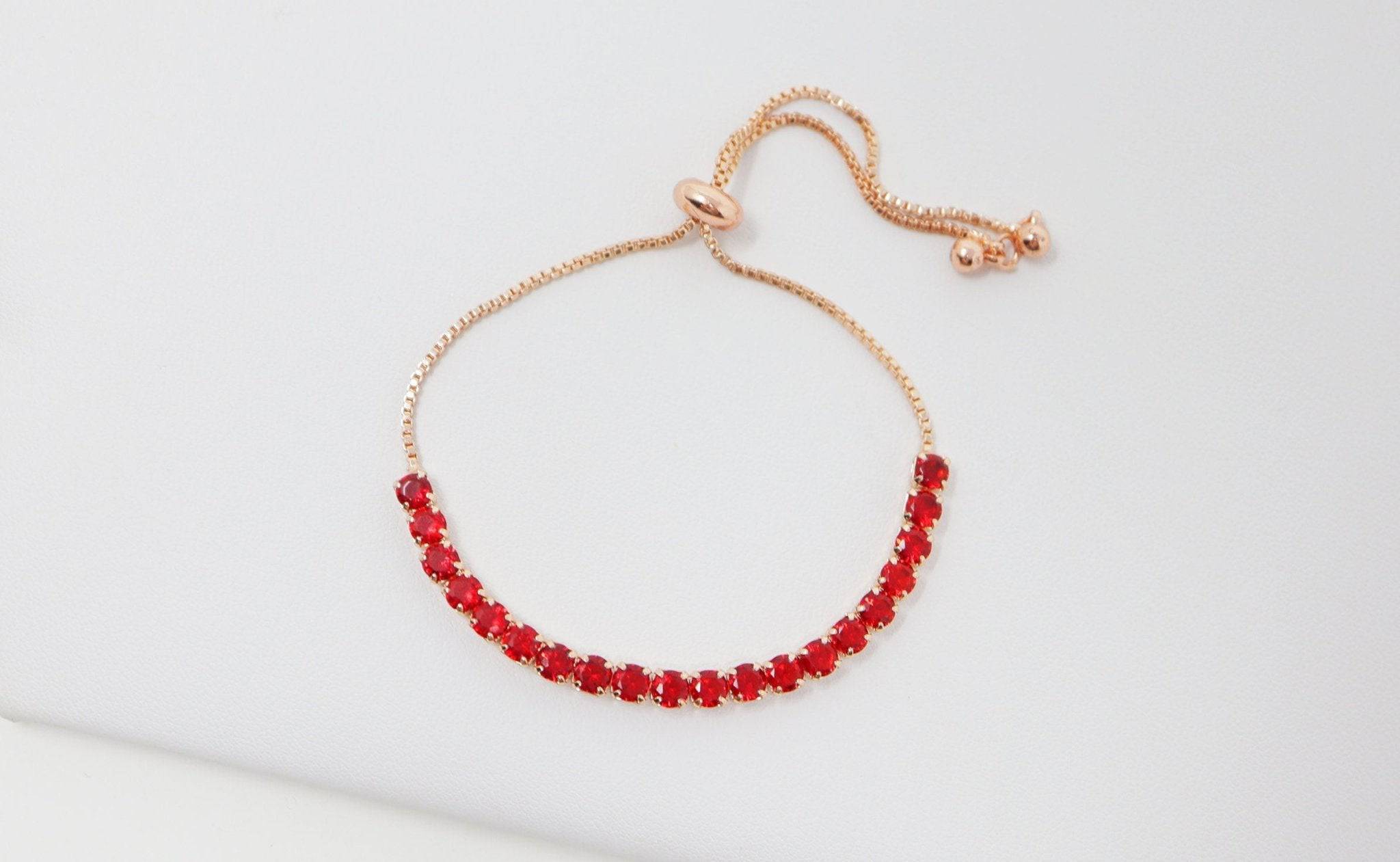 Cubic Zirconia Red Diamond Crystal Bracelet - Elegant Diamond Bracelet for Women | Perfect Bridal Jewelry & Bridesmaid Gift | Statement Piece for Weddings, Parties & Special Occasions