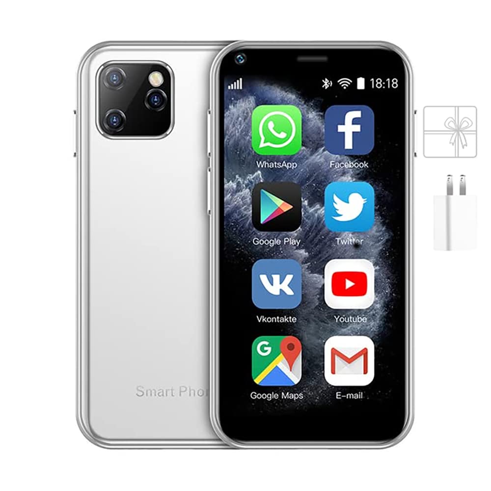 XS11 Unlocked Mini Smartphone - 3G WCDMA Android Mobile with 2.5'' Touch Screen, 1GB RAM, 8GB ROM, Dual SIM, WiFi, Bluetooth & Hotspot - Ultra Thin Pocket Cellphone (White) | Perfect for Travel, Business & Everyday Use