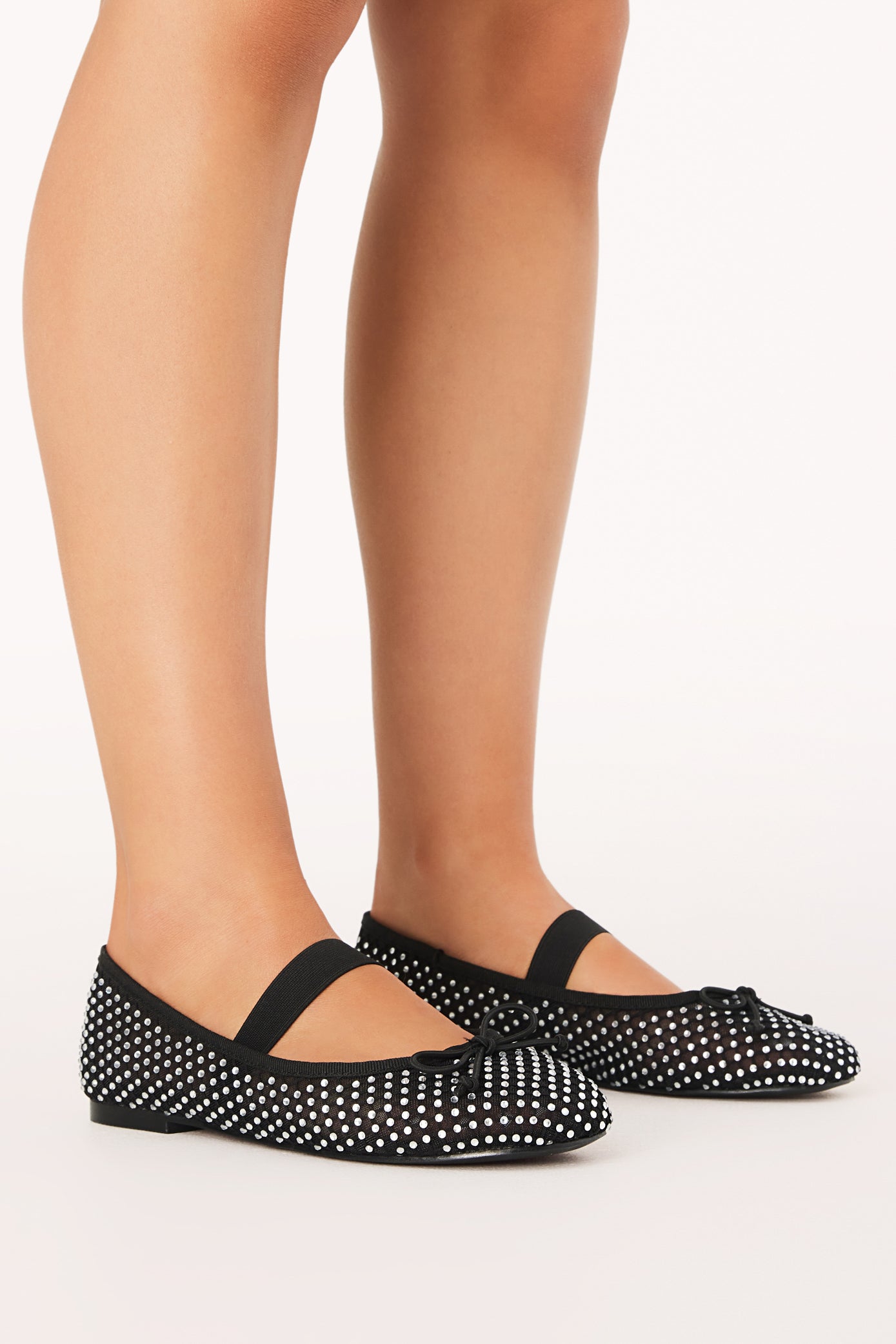 Edda Flats - Women's Black Rhinestone Embellished Ballet Flats | Comfortable & Stylish for Work, Parties & Special Occasions