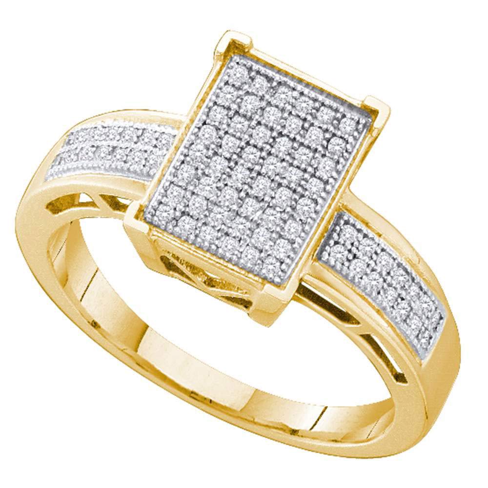 Dazzlingrock Sterling Silver Women's Round & Rectangle Diamond Cluster Ring - 1/5 CTW Yellow Gold Tone, Perfect for Engagement, Anniversary & Special Occasion Gifts