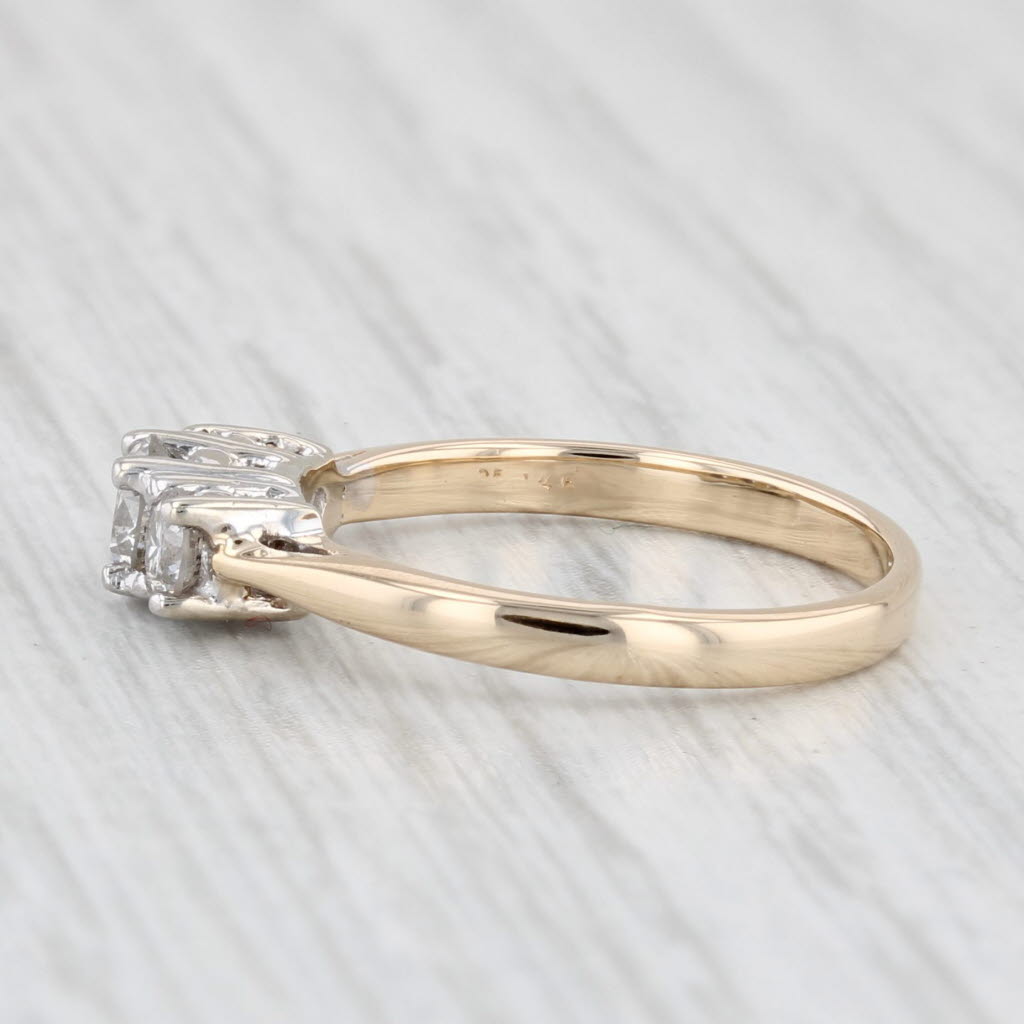 0.47ctw 3 Stone Diamond Engagement Ring 14k White Gold Size 5 Round Brilliant Cut - Perfect for Proposals, Anniversaries & Wedding Bands