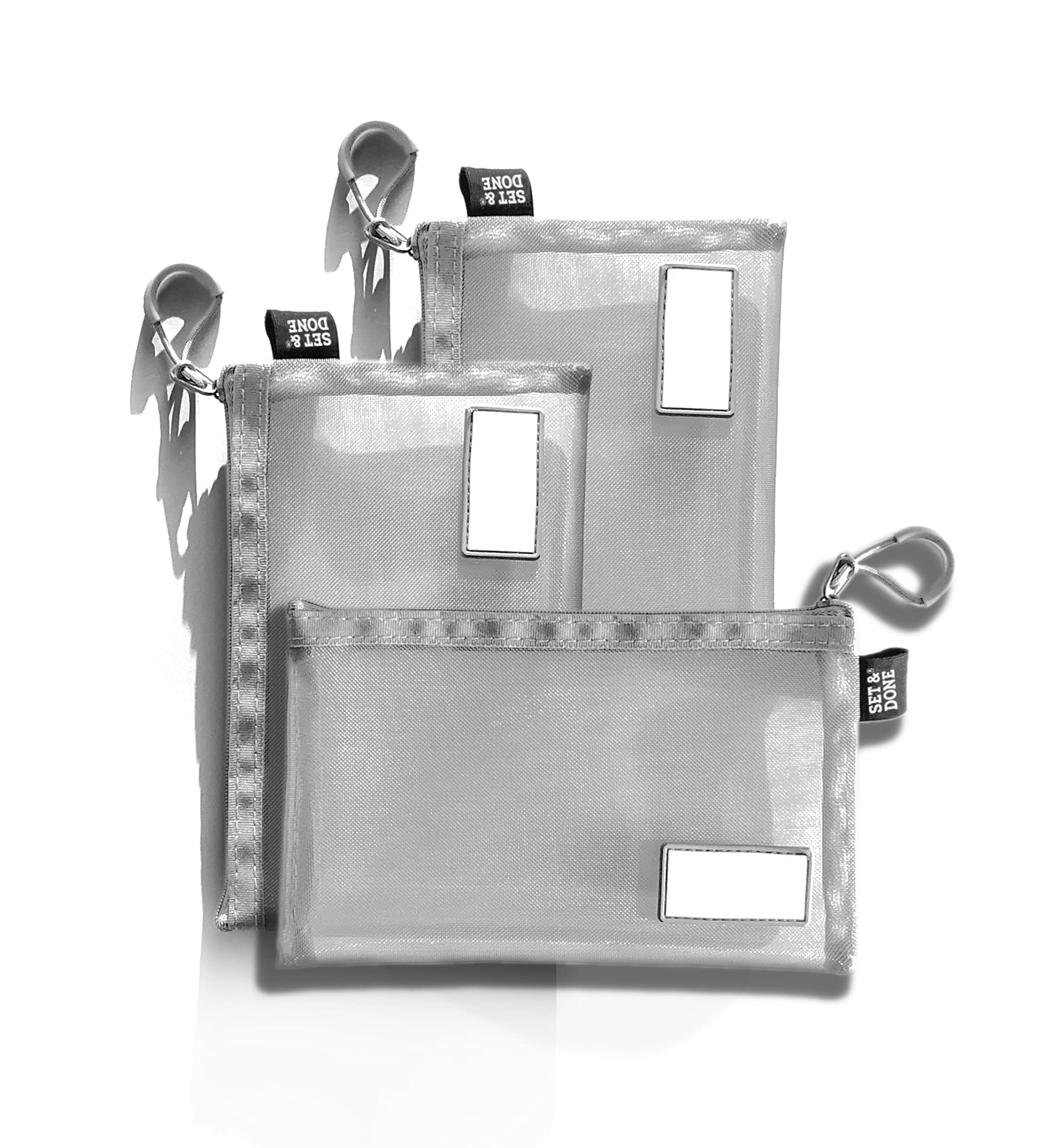 Mesh Cosmetic Bag Set - 3 Pack Grey Makeup Organizer with Zipper Pouch for Travel, Office & Daily Use - Perfect for Lipstick, Toiletries, Pencils & Small Items Storage