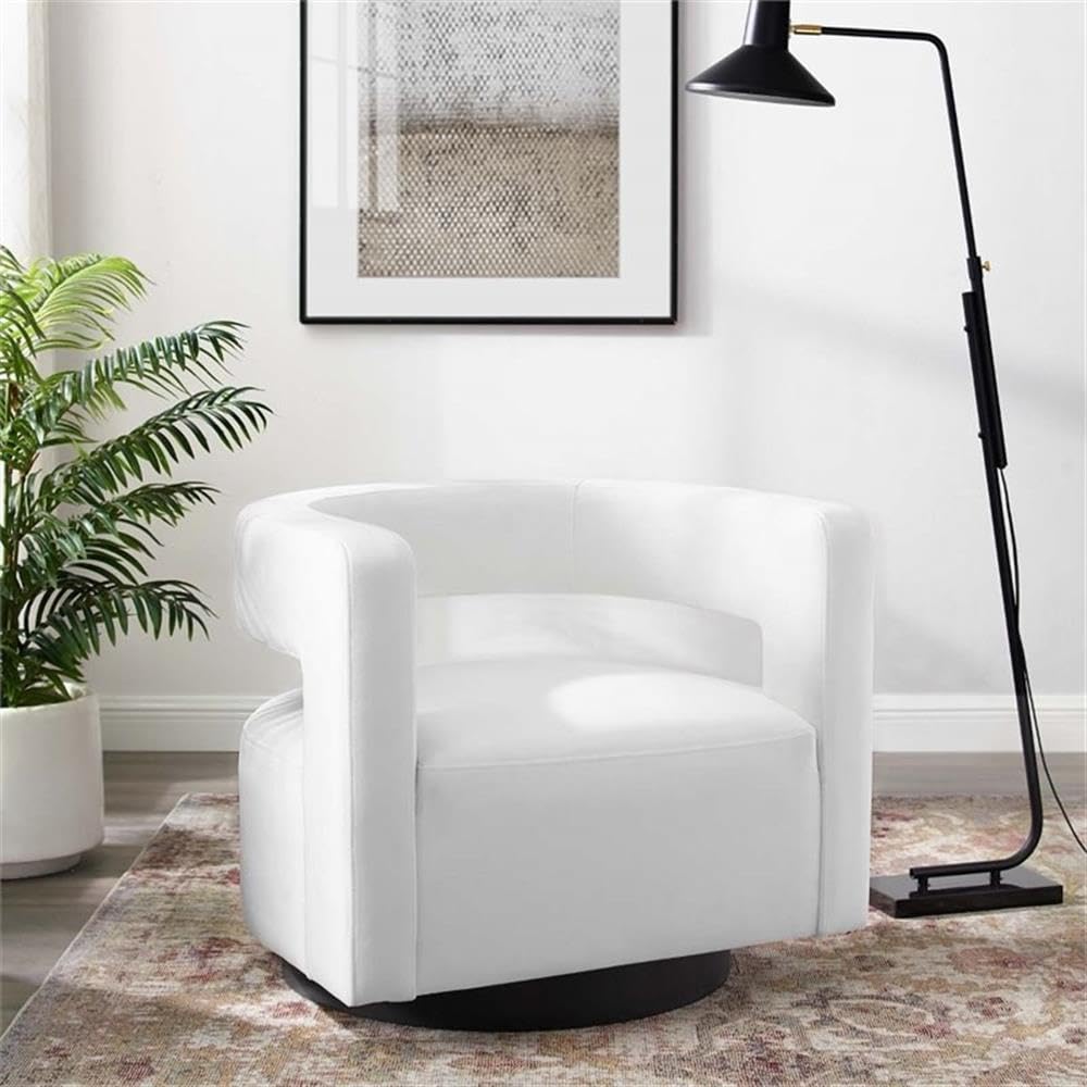 Modway Spin Armchairs - Modern Swivel Lounge Chair with Upholstered Seat, White - Perfect for Living Room, Office, or Reading Nook