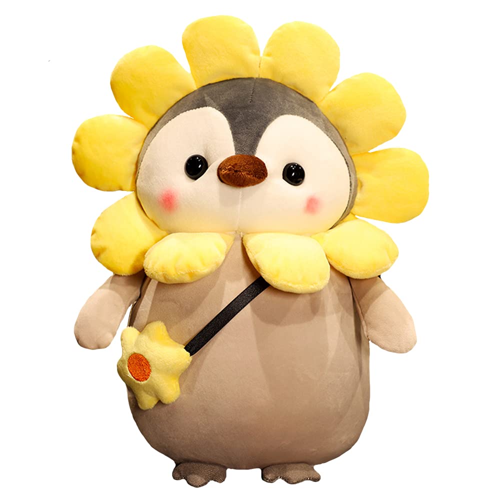 Cute Penguin Flower Plush Stuffed Animal - Adorable Yellow Flower Outfit Penguin Plushie (13.7 inches) | Perfect Gift for Kids, Birthday Presents & Nursery Decor