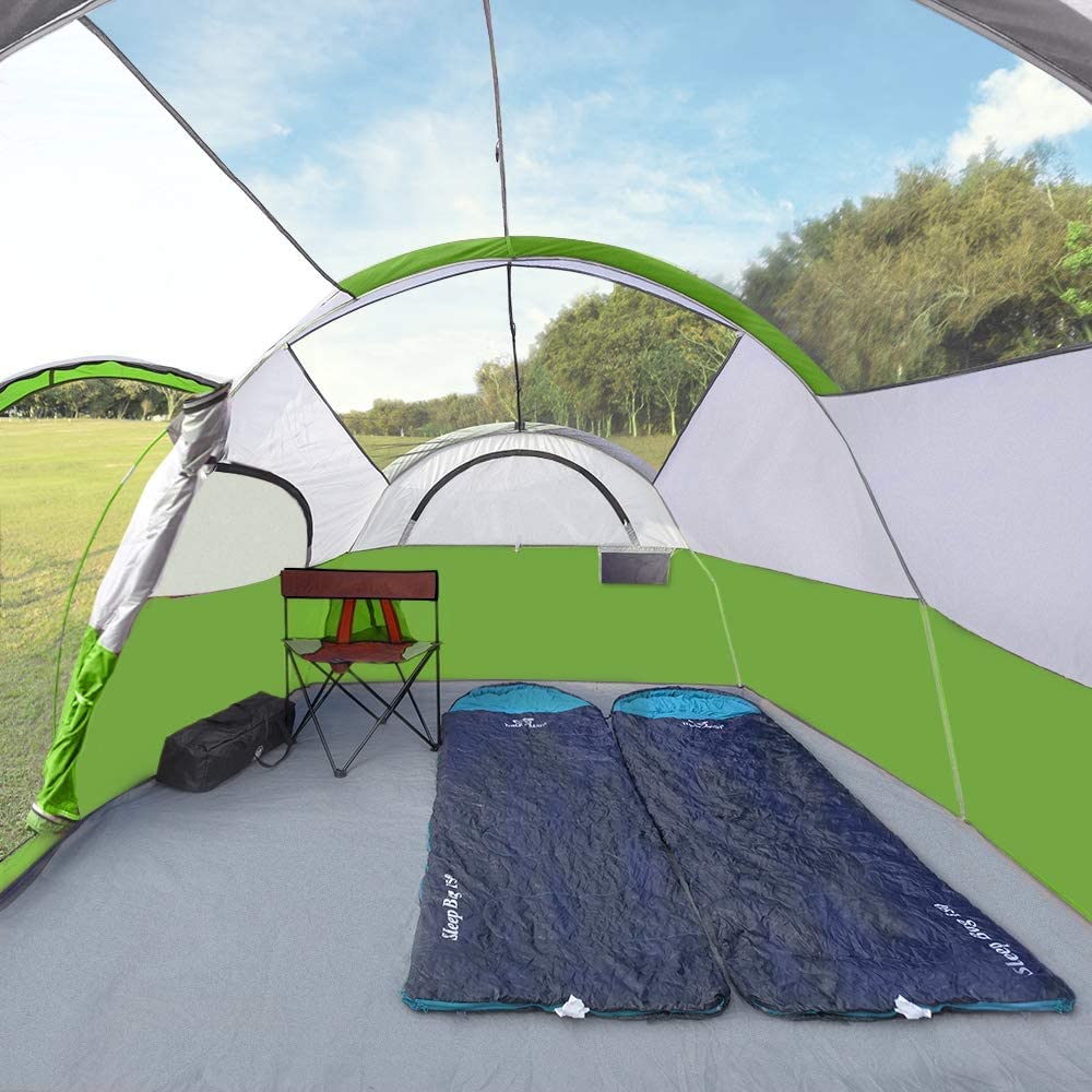 CP Tent 8-Person Waterproof Camping Tent - Family Dome Tent with 5 Mesh Windows & Room Divider - Lightweight Portable Outdoor Tent with Carry Bag for Camping, Hiking, and Backpacking Adventures