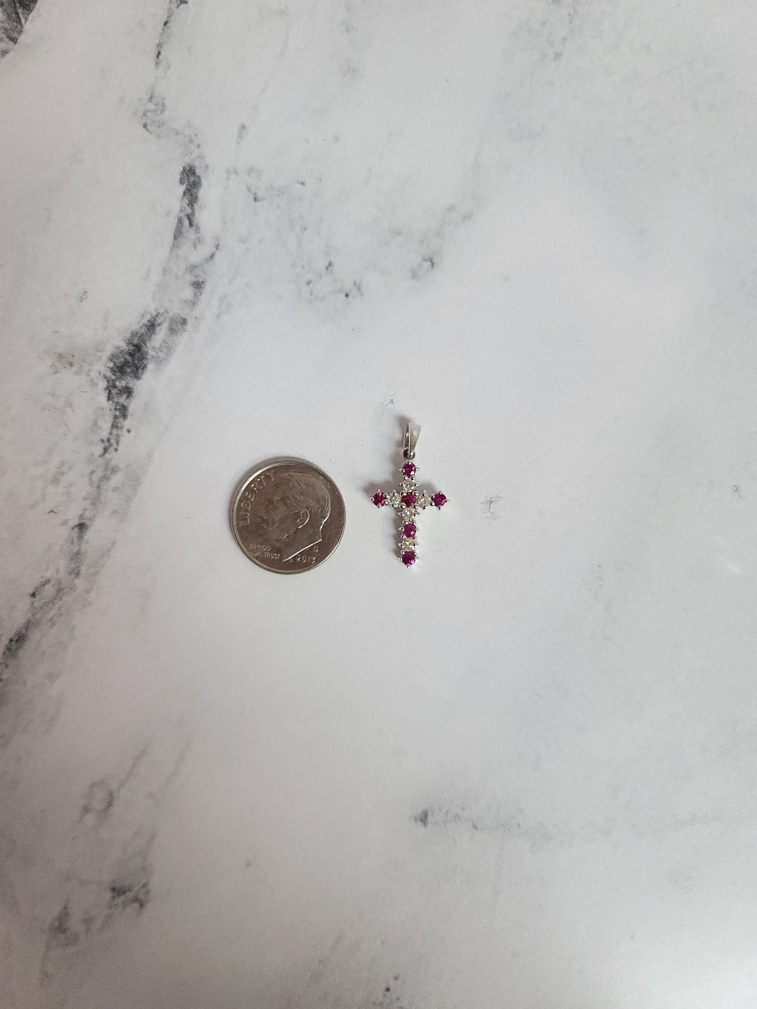0.5 Carat Ruby & Diamond Cross Pendant Necklace in 14K White Gold - Elegant Gift for Women, Perfect for Weddings, Anniversaries & Special Occasions
