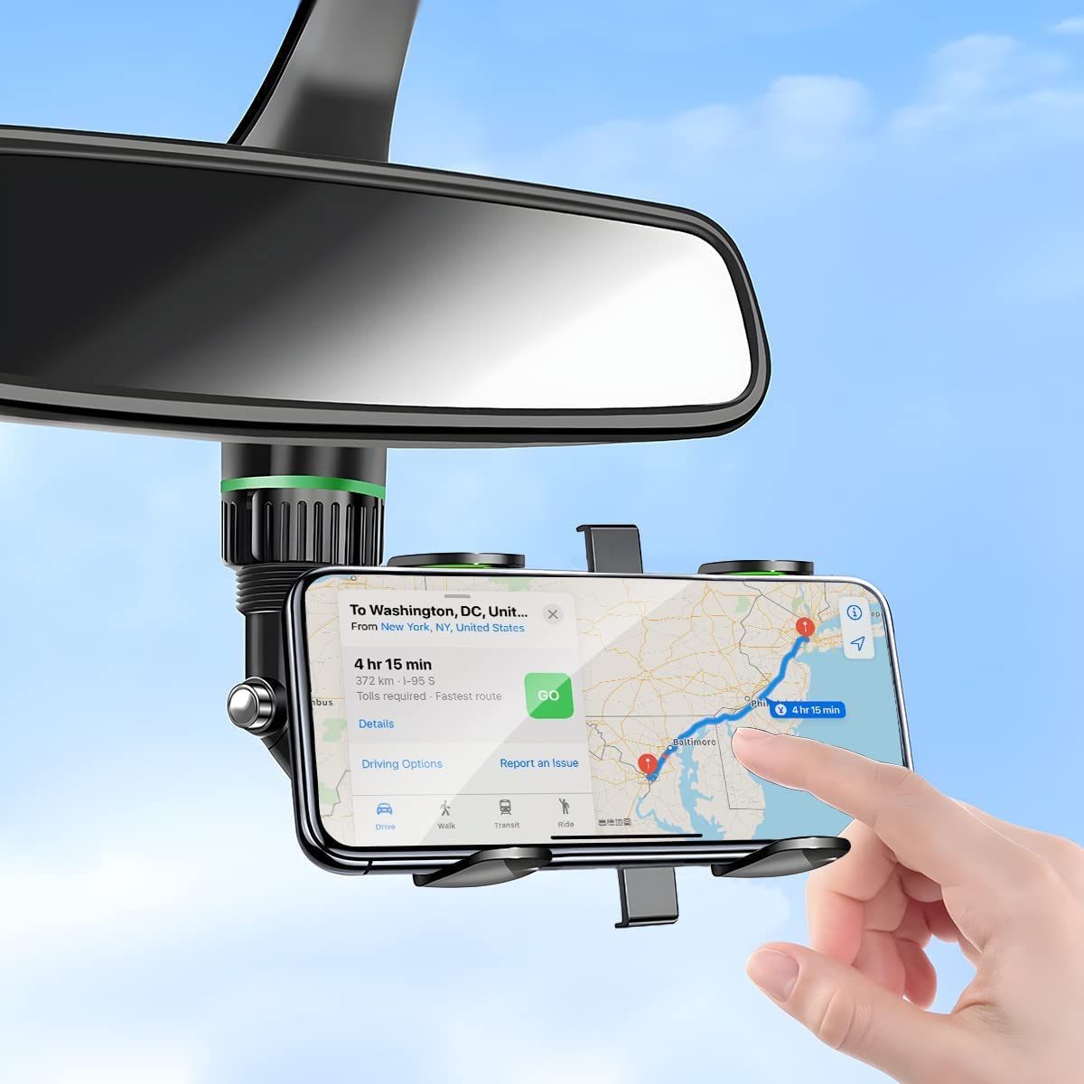 XINLIYA 360° Rotatable & Retractable Car Phone Mount - Universal Adjustable Rearview Mirror Holder for All Smartphones - Perfect for GPS Navigation, Hands-Free Calling & Road Trips