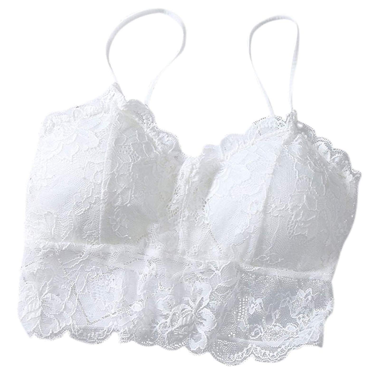 3-Piece Women's Sexy Lace Crisscross Bandeau Vest with Chest Pad - Comfortable Sports Underwear & Nightwear for Sleep, Lounge, and Date Nights - White