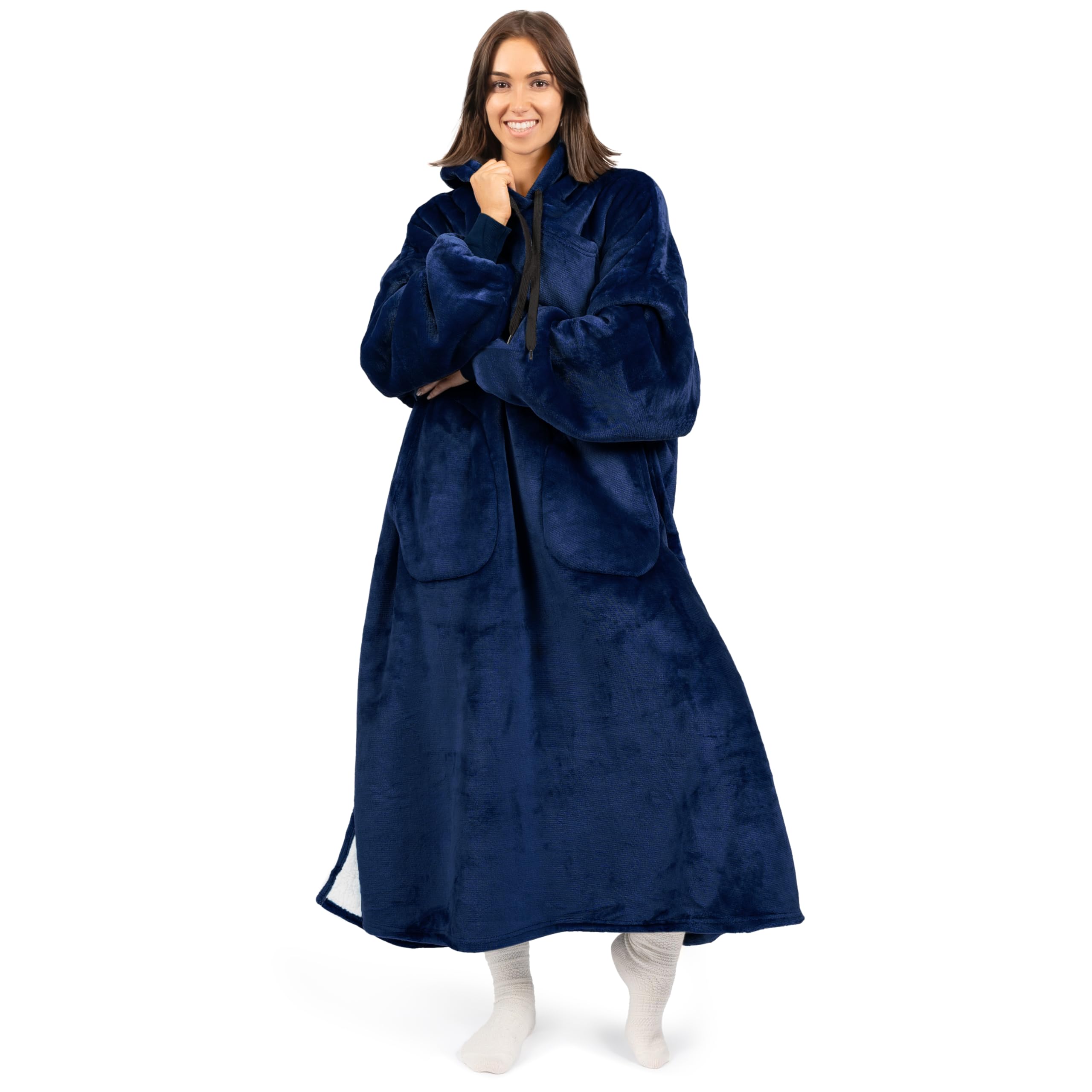 PAVILIA Wearable Blanket Hoodie for Women & Men - Sherpa Fleece Oversized Sweatshirt with Hood - Cozy Hooded Blanket Sweater for Lounge, Camping & Movie Nights
