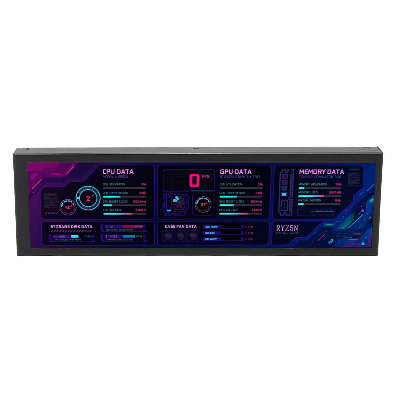 8.8 Inch USB C Mini PC Temperature Monitor - AIDA64 CPU GPU SSD Data Display Sensor Panel for Desktop Gaming Computers | Real-Time Performance Tracking for Gamers & Streamers (Black)