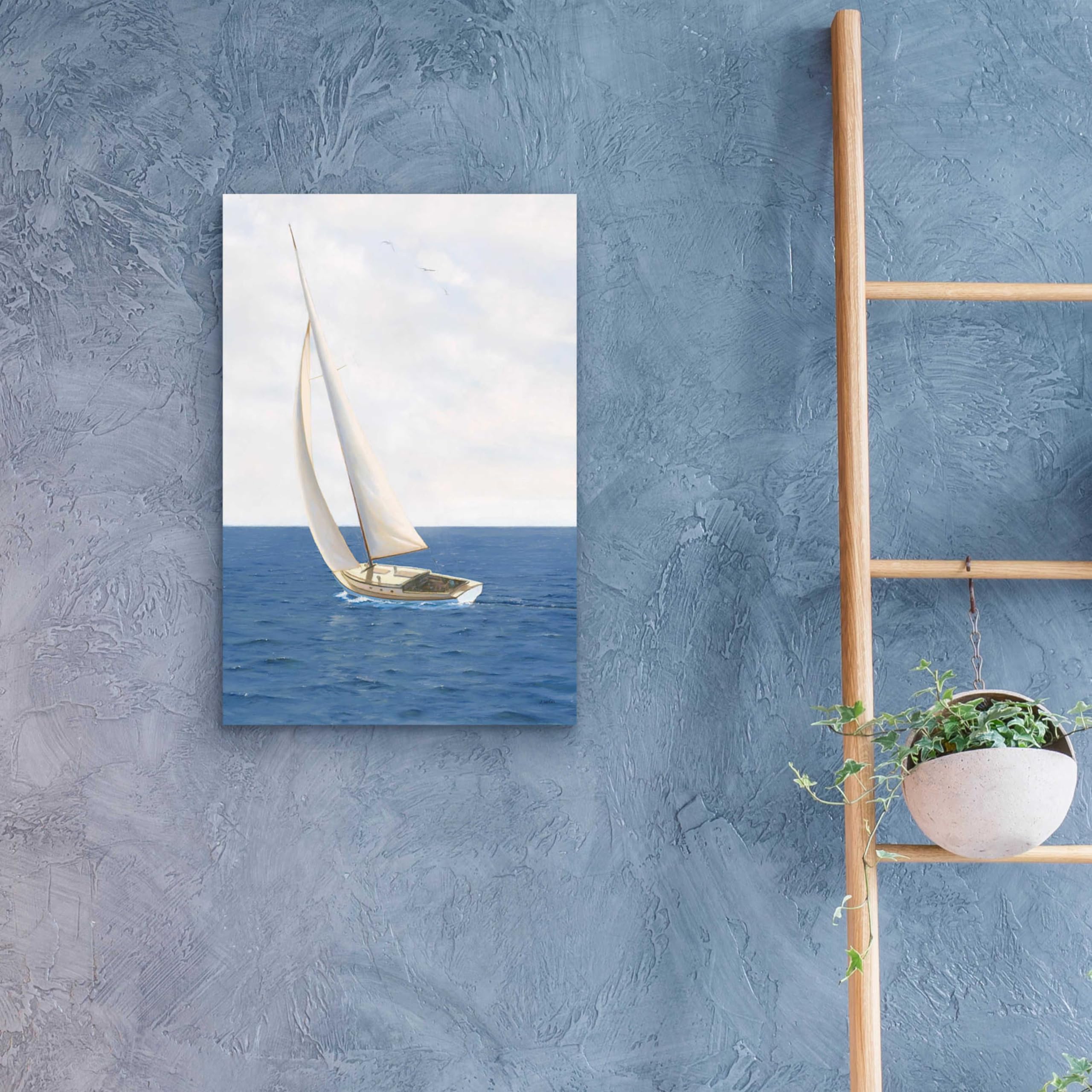 Epic Art 'A Day at Sea II' by James Wiens - 16x24 Inch Acrylic Glass Wall Painting - Modern Ocean Wave Decor for Living Room, Bedroom & Office