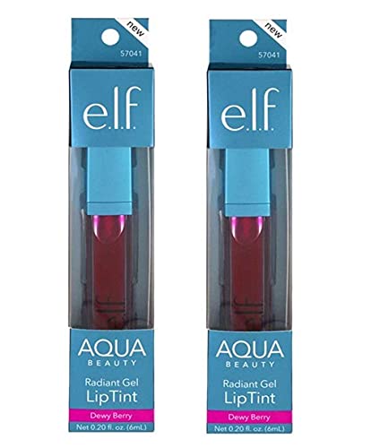 2 Pack e.l.f. Aqua Beauty Radiant Gel Lip Tint - Dewy Berry 57041, Hydrating & Long-Lasting Lip Stain for Everyday Wear & Natural Makeup Looks
