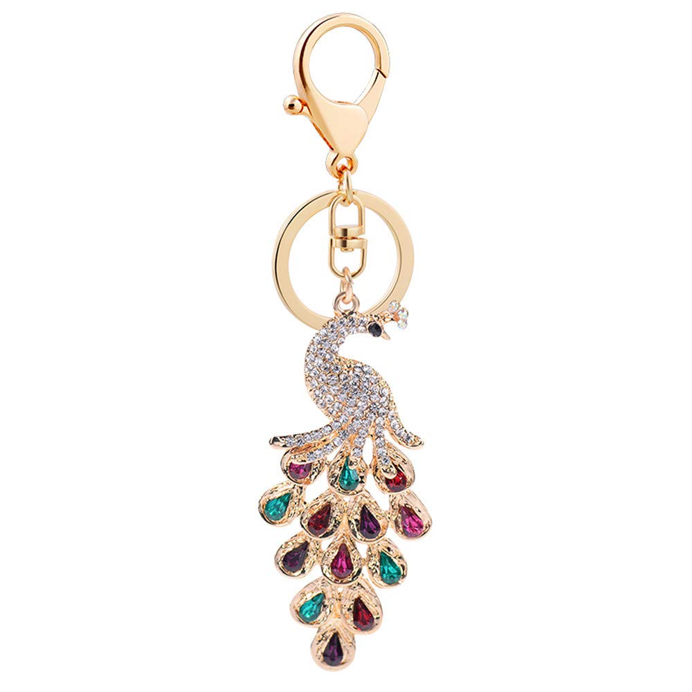 Rhinestone Keychain with Peacock Design - Elegant Crystal Key Holder for Purse, Bag, or Backpack - Perfect for Women's Accessories, Gift Ideas, and Everyday Use