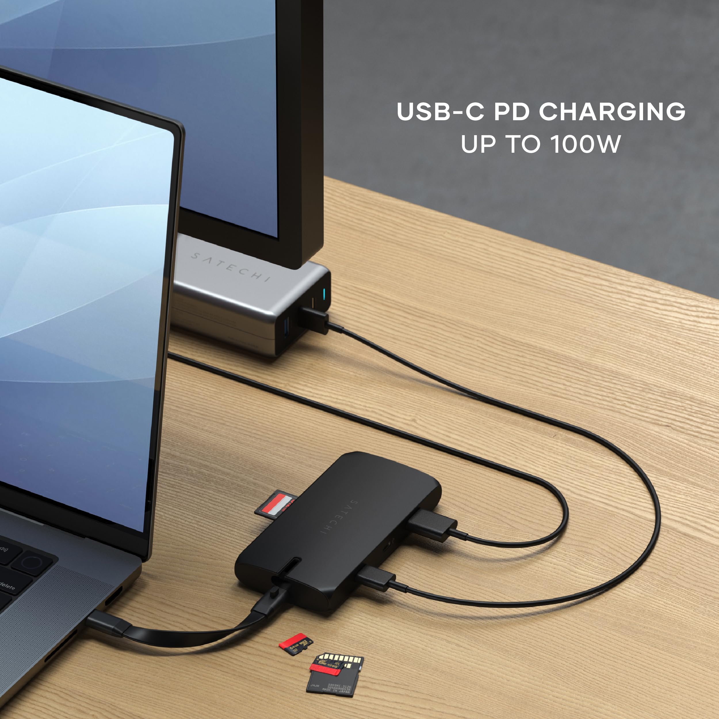 Satechi 9-in-1 USB C Hub Multiport Adapter with 4K HDMI, USB 3.0, SD Card Reader - Compatible with MacBook Pro/Air, iPad Pro/Air, Mac Mini & iMac (Space Gray) - Perfect for Home Office, Travel & Mobile Workstations