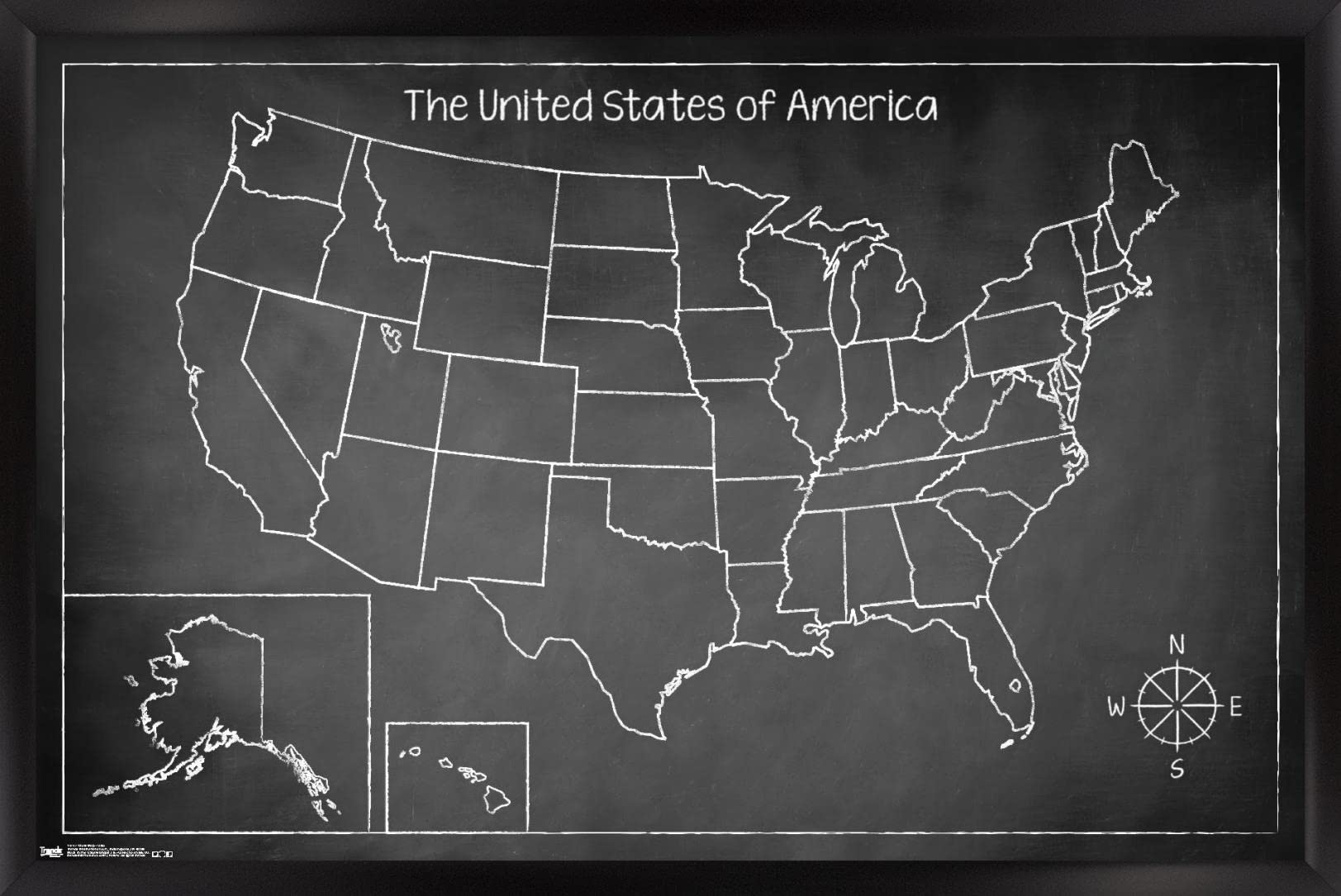 Trends International USA Chalkboard Map Wall Poster - 14.725