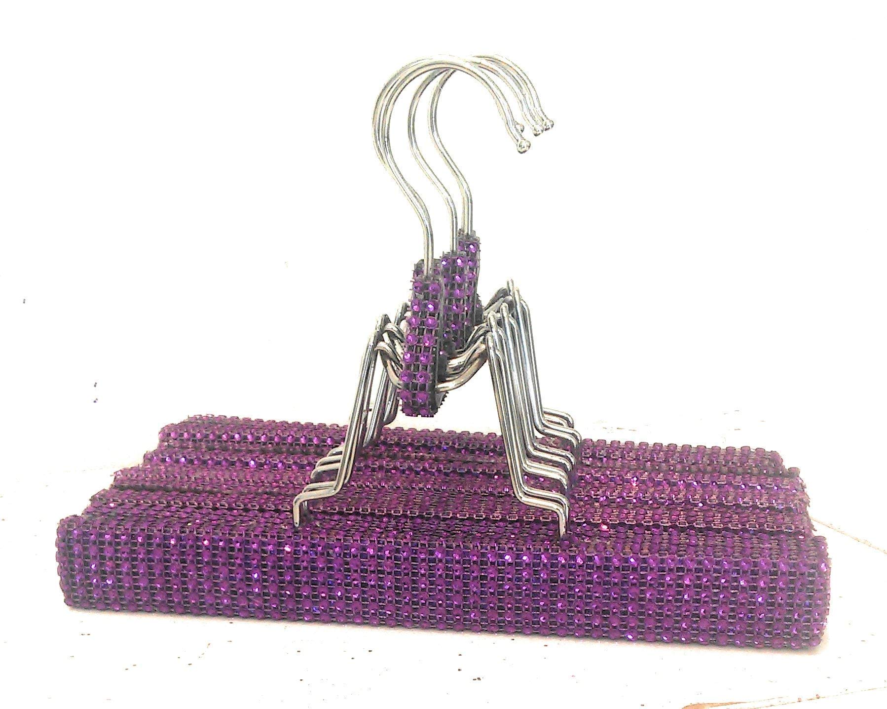 10 Pack Purple Velvet Non-Slip Clothes Hangers for Women - Space Saving Pants Hangers with Swivel Hooks - Perfect for Closet Organization & Travel Wardrobe Storage