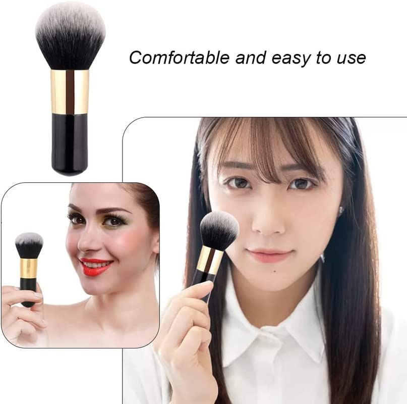 RECTYO GALLERY 1PC Round Top Makeup Brush - Face Blush & Powder Cosmetic Brush Set | Travel Size Kabuki Brush for Blending, Cream, Blush Buffing & Stippling | Perfect for Everyday Makeup & Professional Makeup Artist Kit