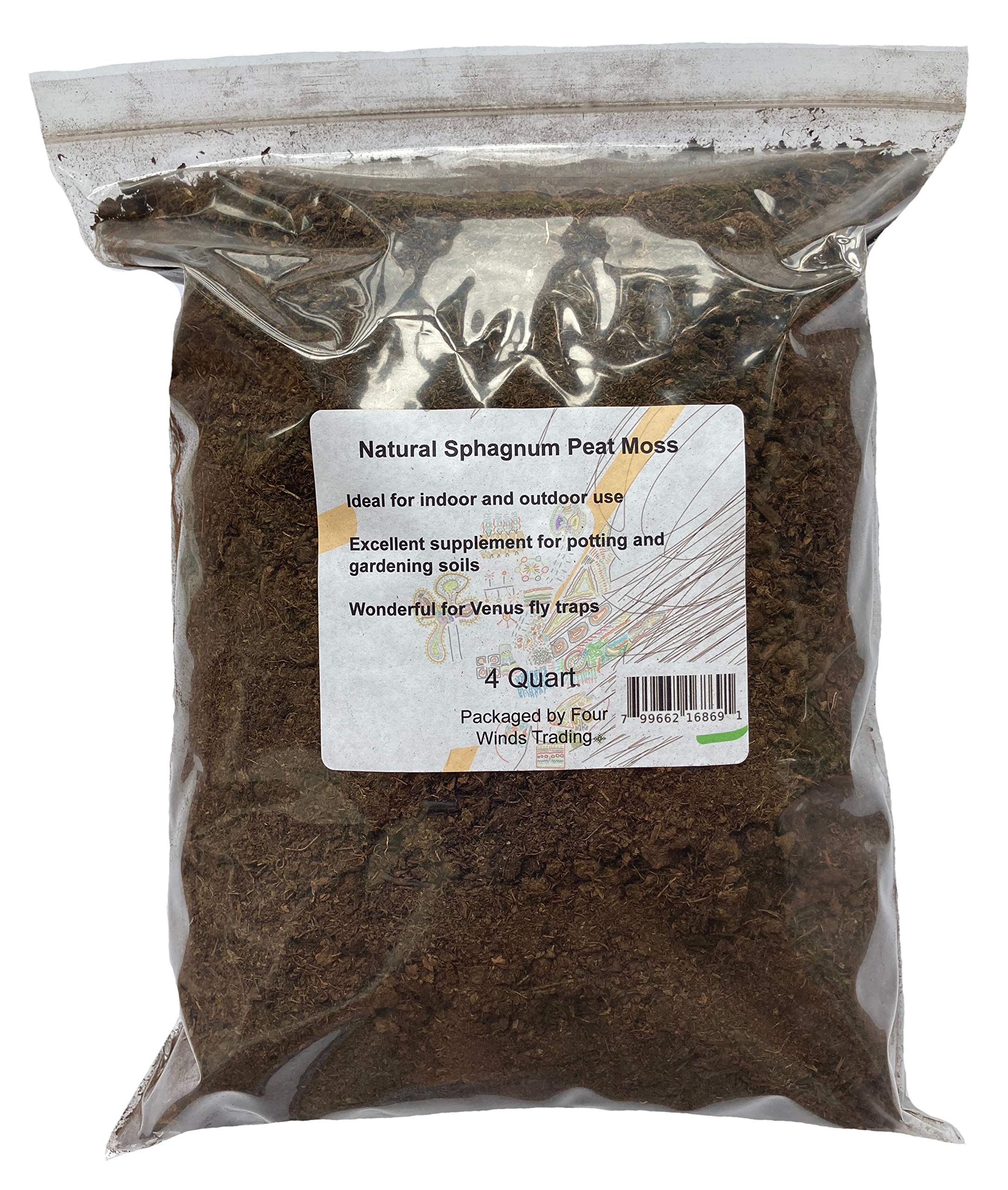 Premium Sphagnum Peat Moss for Plants - 4 Quart Organic Soil Amendment for Gardening, Potting Mix & Seed Starting | Improves Soil Drainage & Aeration for Indoor/Outdoor Plants