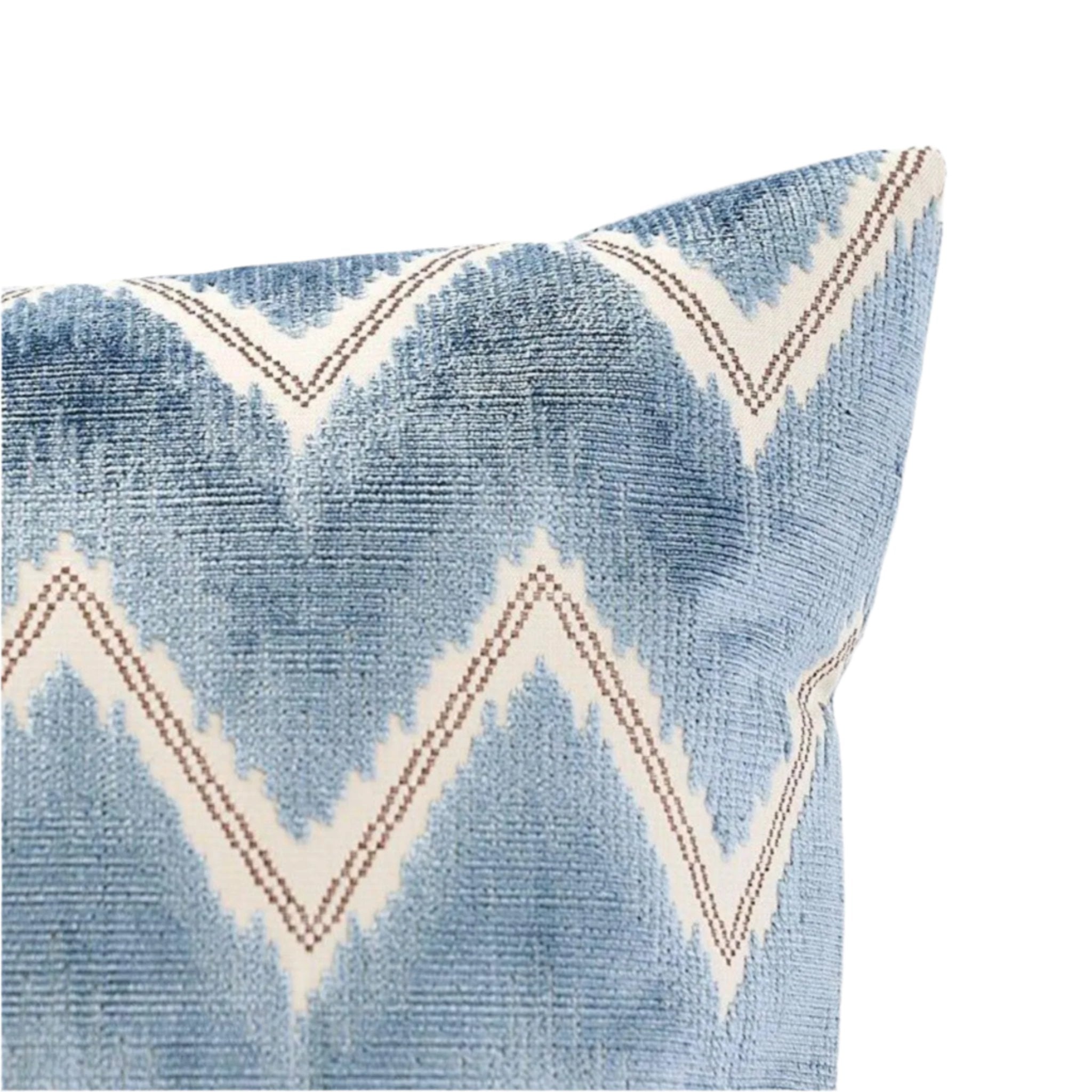 Blue & White Chevron Velvet 20