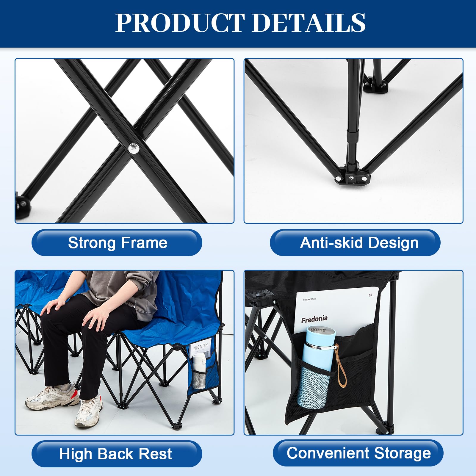 Kigley 6-Seat Folding Soccer Bench Chair - Portable Team Sports Sideline Bench for Football, Camping, Travel & Outdoor Events - Lightweight with Storage Bag - Perfect for Sideline Seating, Sports Games & Picnics