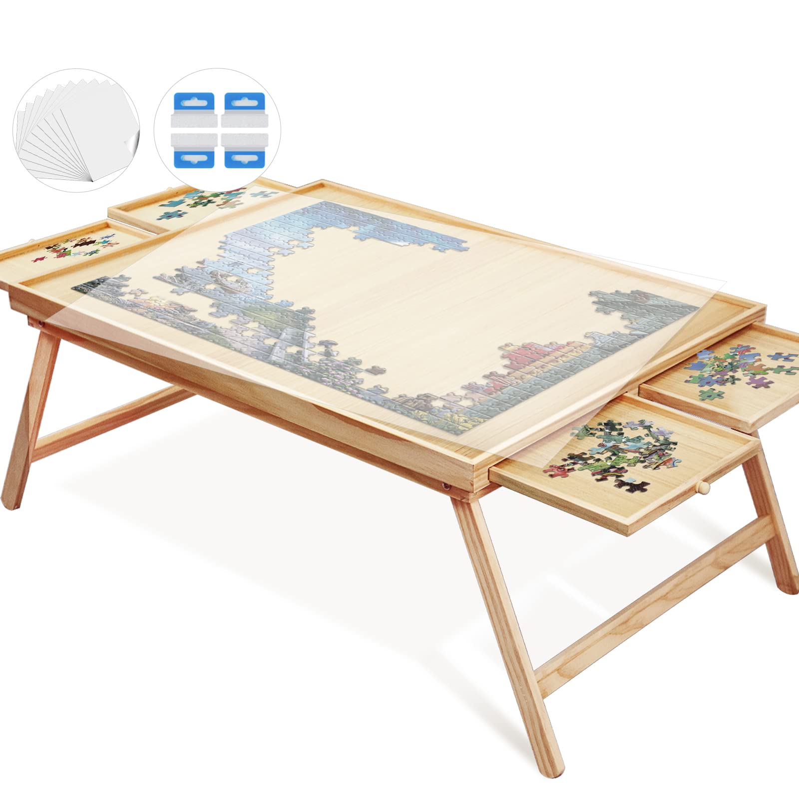 1500 Piece Folding Puzzle Board with Drawers & Cover - 34.2