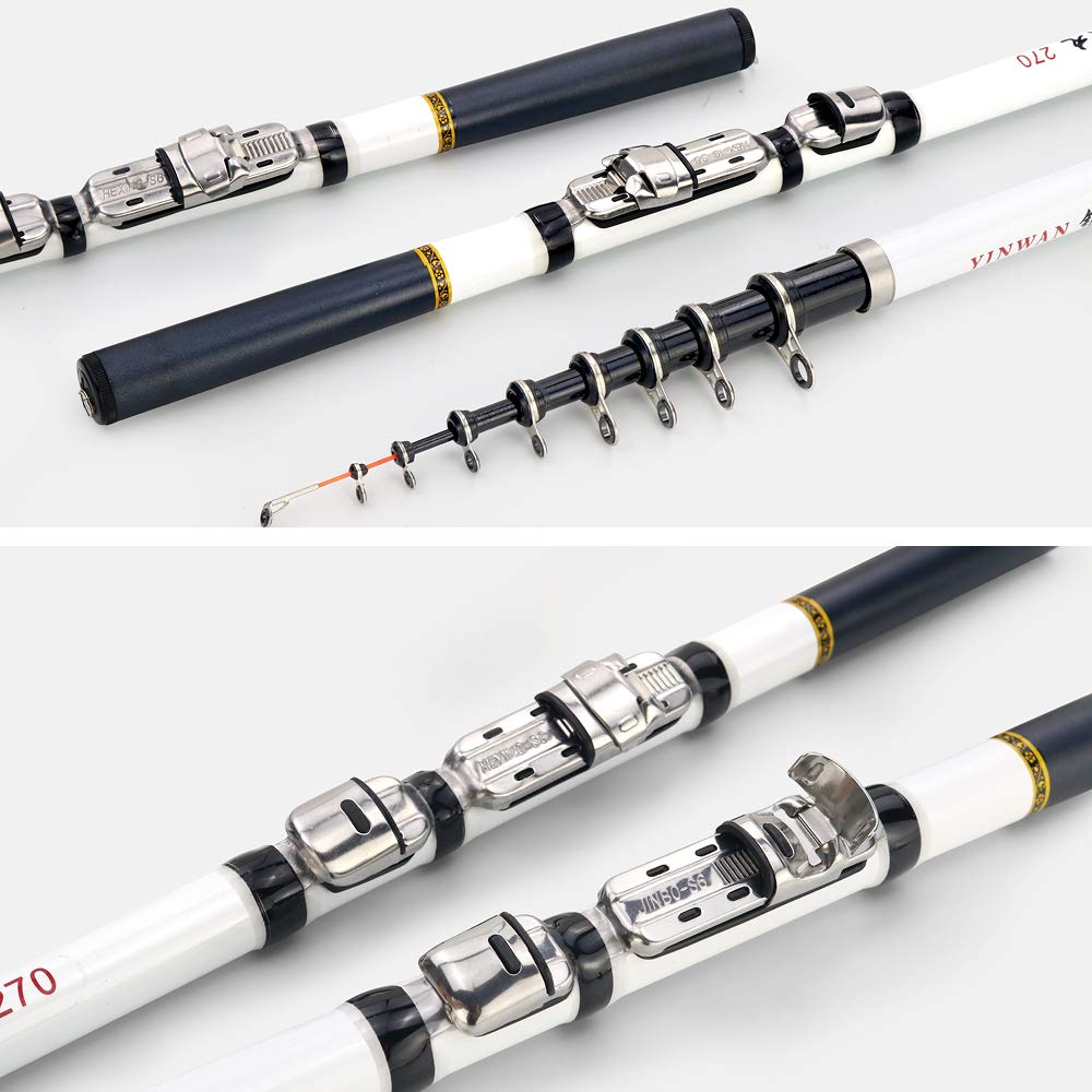 Carbon Fiber Telescopic Fishing Rod 1.5m-3.0m with Ceramic Guide Rings - Portable Travel Fishing Pole for Saltwater & Freshwater - Ideal for Rock Fishing, Beach Casting, and Backpacking Adventures