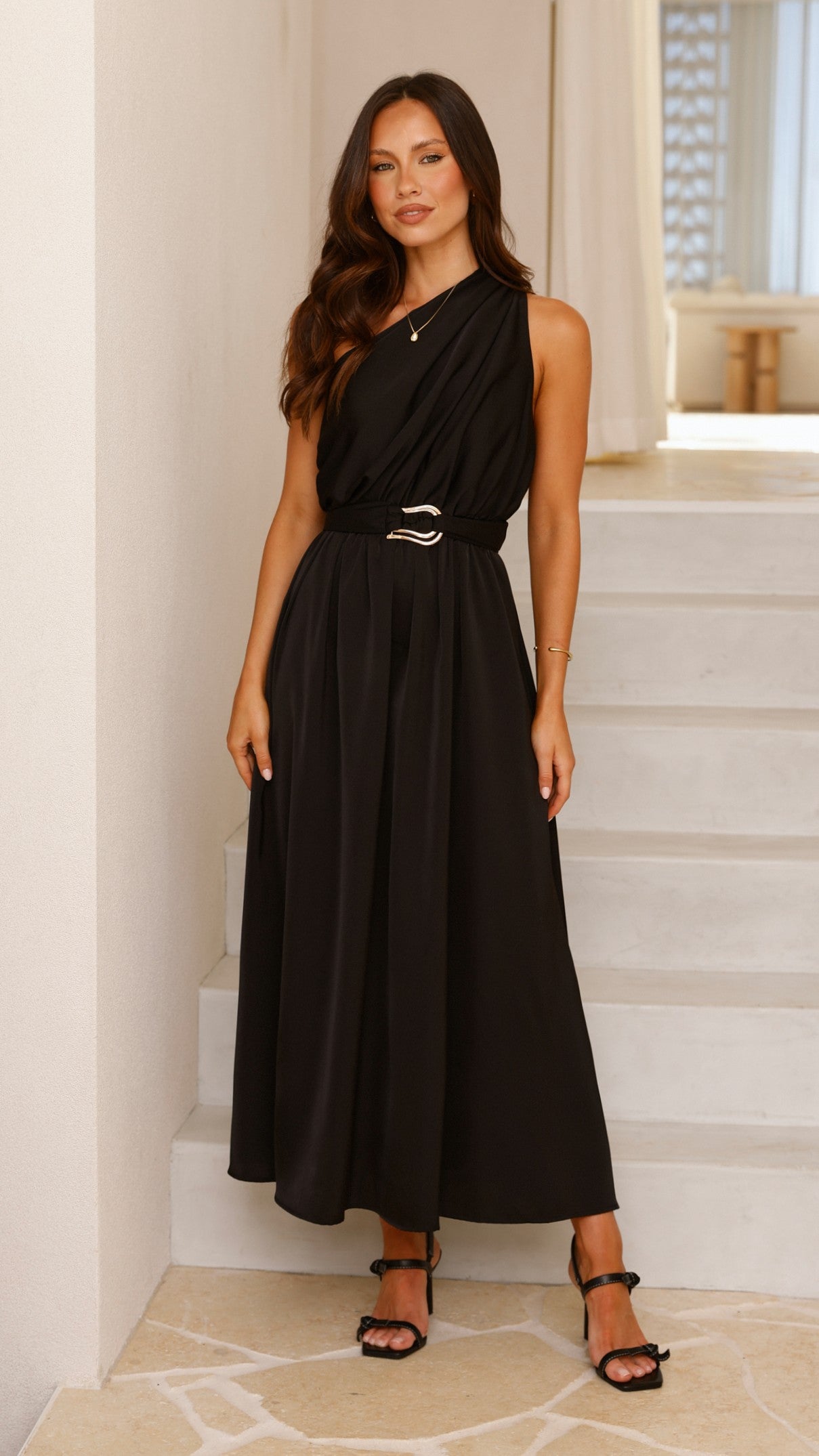 Hadas Maxi Dress for Women - Elegant Black Long Flowy Dress for Summer, Beach, Party & Casual Wear