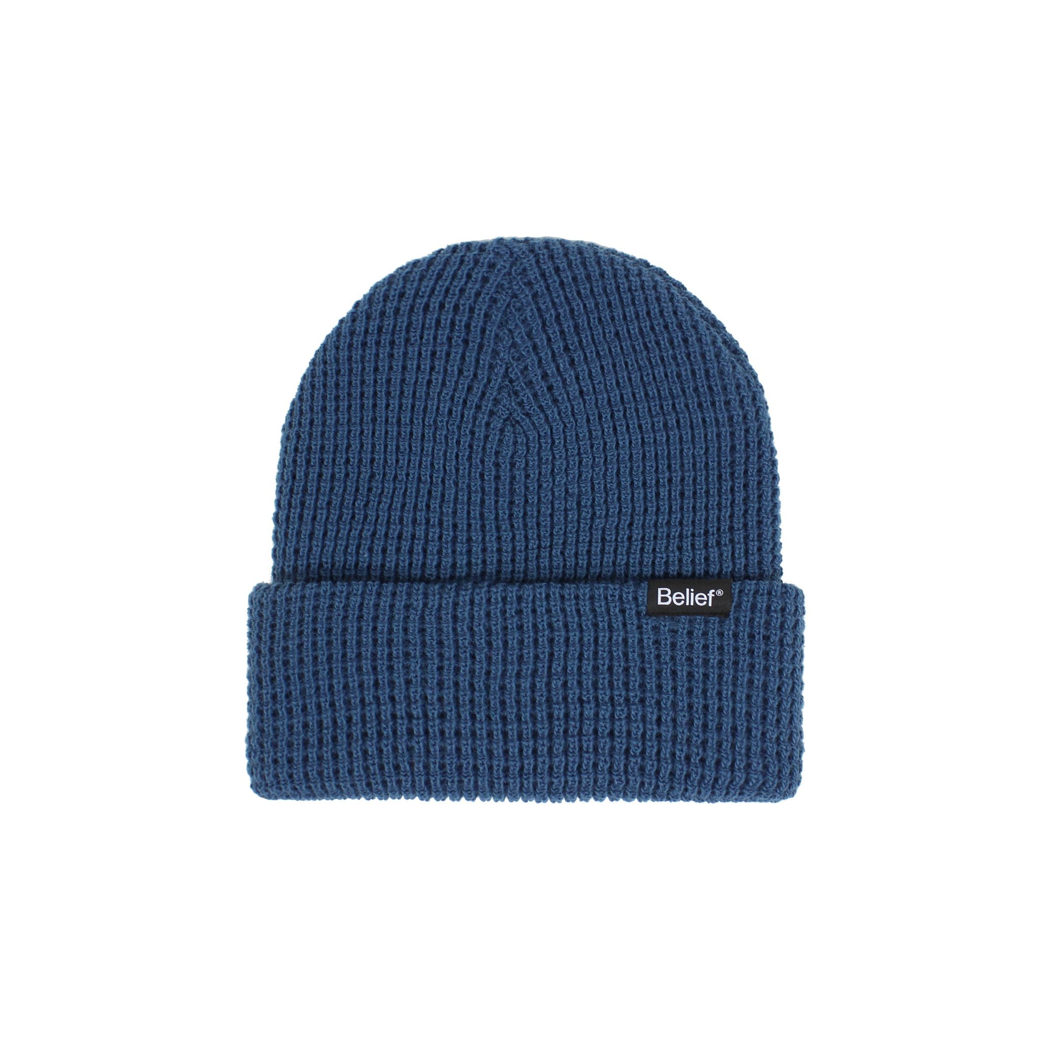Belief NYC Waffle Beanie - Majolica Blue Winter Hat for Men & Women | Warm Knitted Slouchy Beanie for Cold Weather, Outdoor Activities & Street Fashion