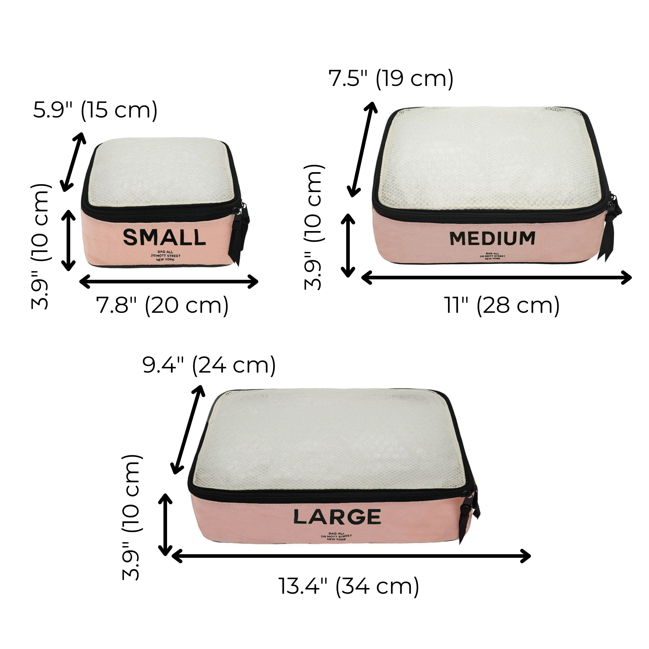 Premium Cotton Packing Cubes Set of 3 - Pink & Blush Printed Travel Organizers for Luggage & Suitcases | Perfect for Vacation, Business Trips & Weekend Getaways