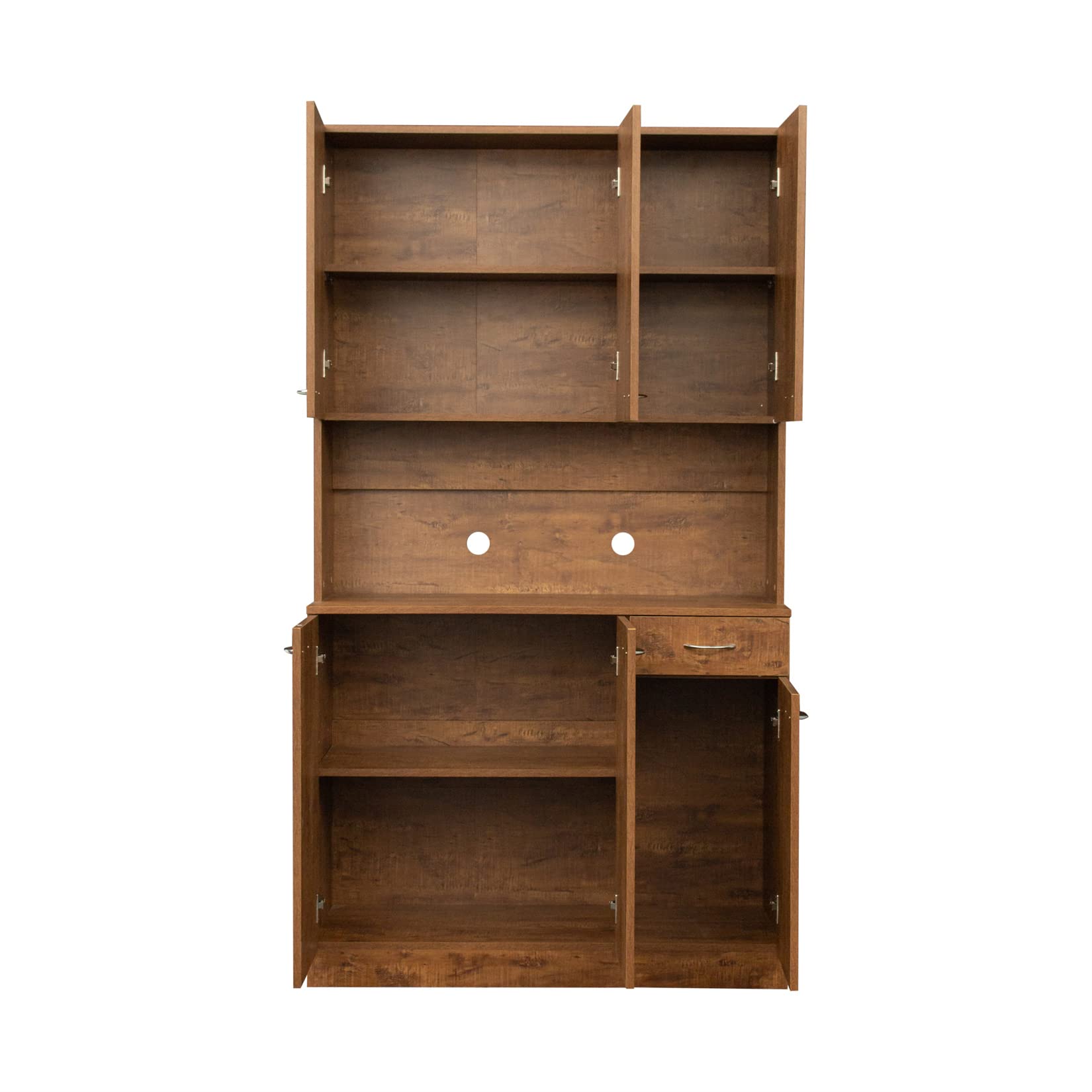 Bellemave 6-Door Kitchen Pantry Storage Cabinet with Adjustable Shelves - Freestanding Buffet Hutch with Microwave Stand & Drawer for Home & Office (Walnut) - Perfect for Small Kitchens, Dining Rooms & Office Storage