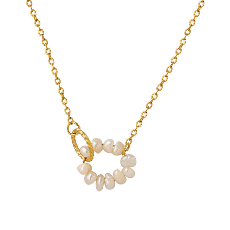 18K Gold Freshwater Pearl Link Chain Necklace for Women - Elegant Layered Jewelry Gift for Wedding, Anniversary & Special Occasions