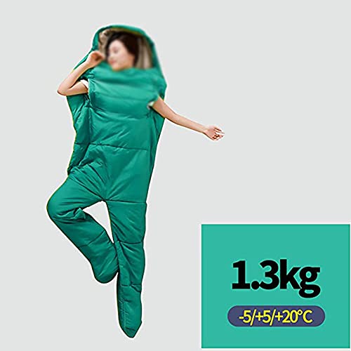 Portable Outdoor Camping Mummy Sleeping Bag for Adults & Kids - 3 Season Warm & Cold Weather Full Body Wearable Sleeping Bag with Arm/Leg Holes - Perfect for Hiking, Backpacking, Travel, Picnics & Emergency Preparedness - Blue