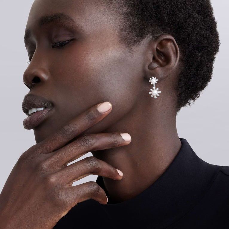 Luna Fleur Pear Drop Earrings - Elegant Dangle Earrings for Women, 925 Sterling Silver Pear Shaped Jewelry, Perfect for Weddings, Parties & Date Nights