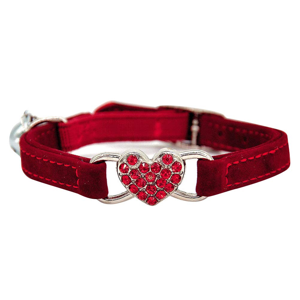 TEHAUX Adjustable Rhinestone Cat Collar with Bell - Stylish & Comfortable Pet Necklace for Cats & Kittens (Red) - Perfect for Daily Wear, Grooming, and Special Occasions