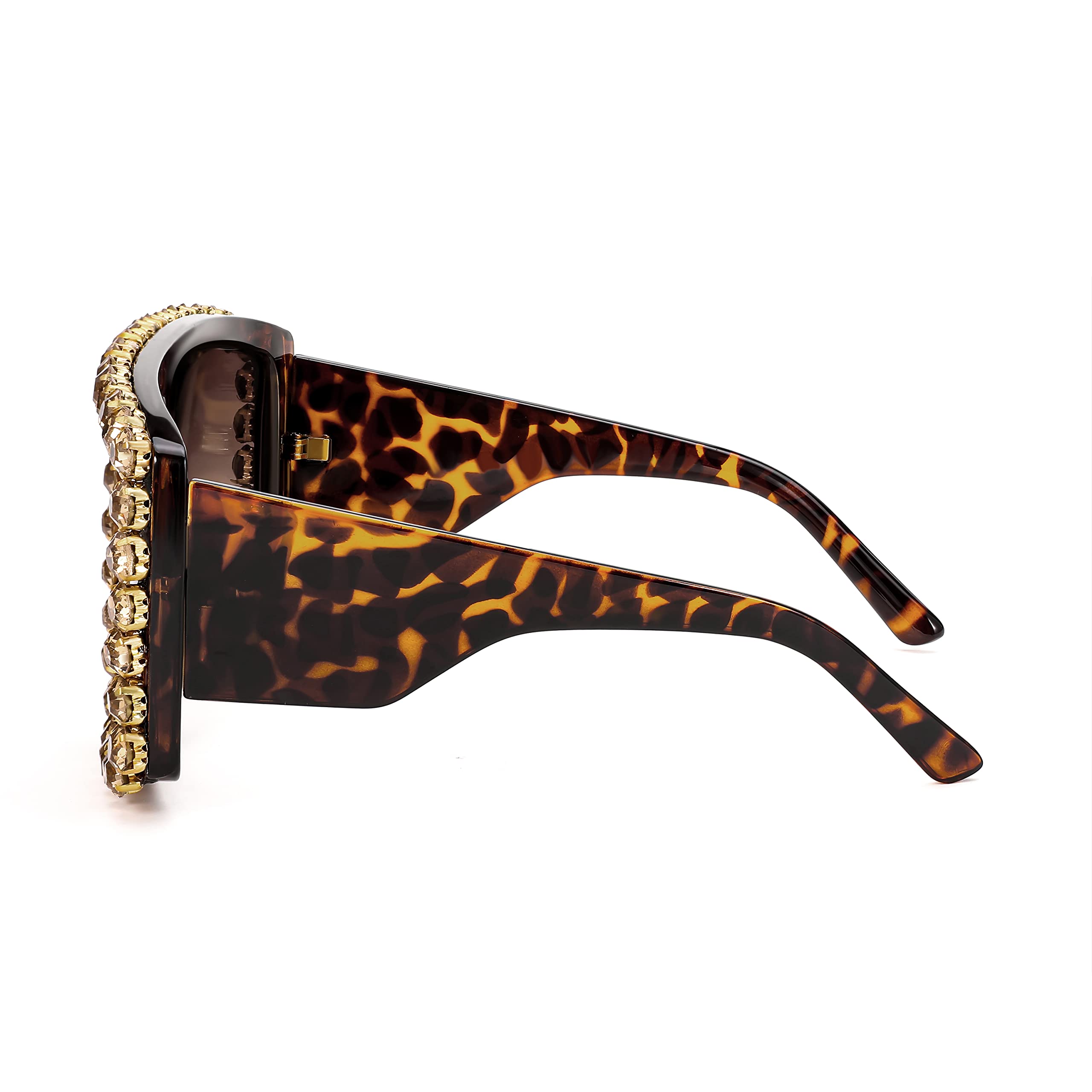 FEISEDY Women's Square Diamond Sunglasses - Retro Fashion Shiny Rhinestone Sun Glasses for Women - Perfect for Beach, Party & Summer Outdoor Activities