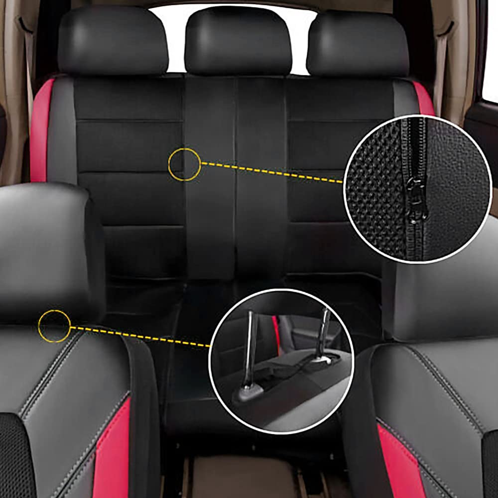 Premium PU Leather & Cloth Car Seat Cover for VW Seat Alhambra 5-Seater - Red, Comfortable & Durable Front Seat Protector - Perfect for Daily Commute, Road Trips & Family Travel