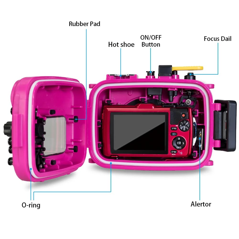 Professional Waterproof Camera Housing for Olympus TG-4 - 60M/195FT Depth Rating, Durable Underwater Case for Olympus Tough TG-4 (Purple) - Perfect for Scuba Diving, Snorkeling & Marine Photography