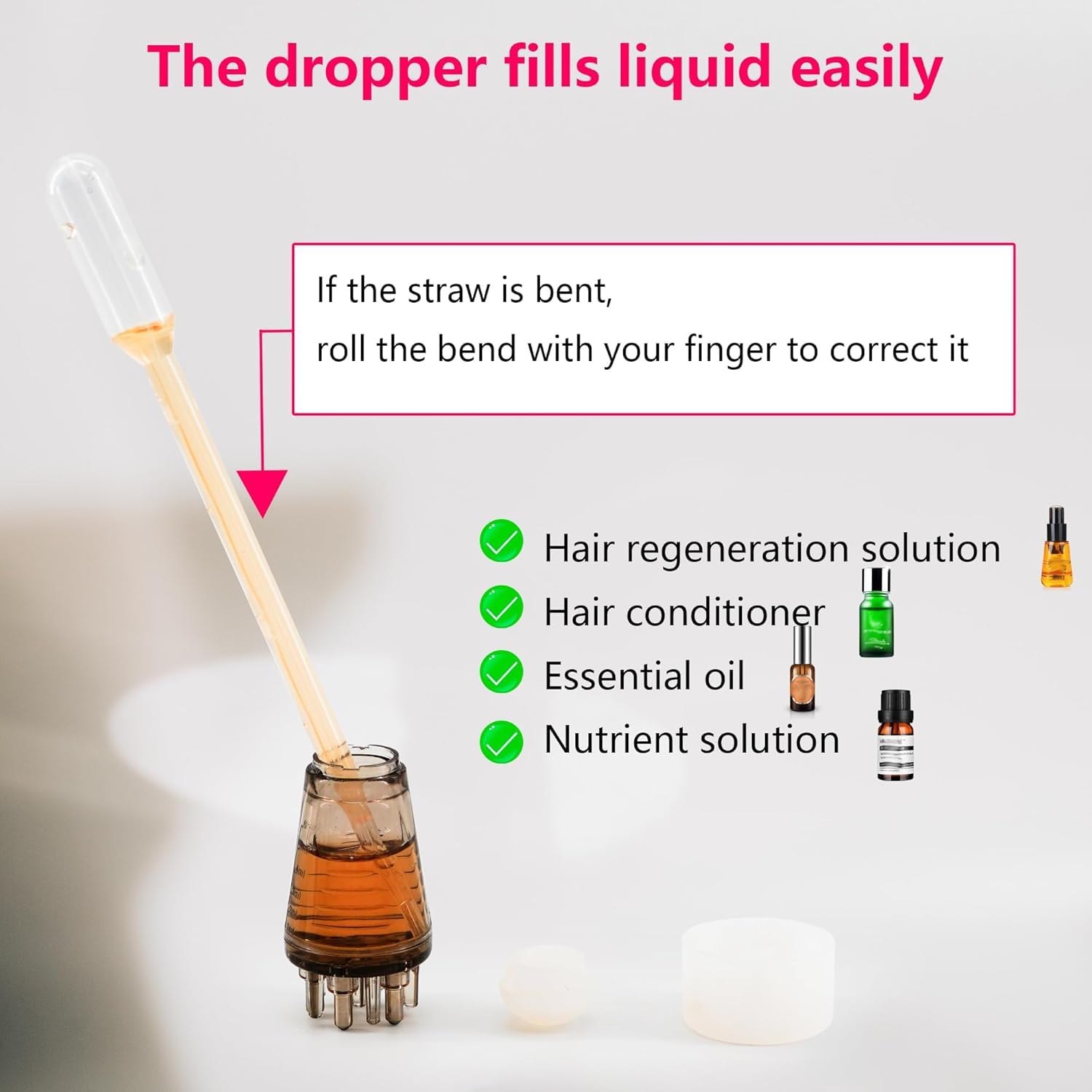 VASTRA ZONE Hair Oil Applicator Bottle with Scalp Massager - Ball Root Comb for Hair Growth & Treatment - Perfect for At-Home Hair Care & Salon Use (White)