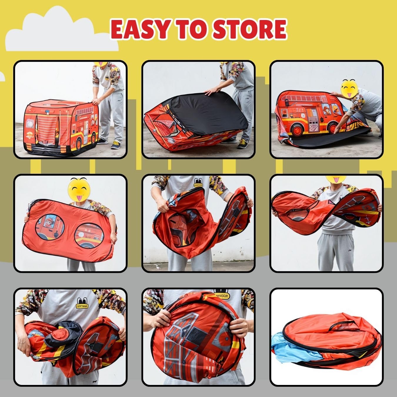 Fire Truck Pop Up Play Tent for Kids - Foldable Indoor & Outdoor Playhouse Toy for Toddlers, Boys & Girls | Perfect for Pretend Play, Birthday Gifts & Backyard Adventures
