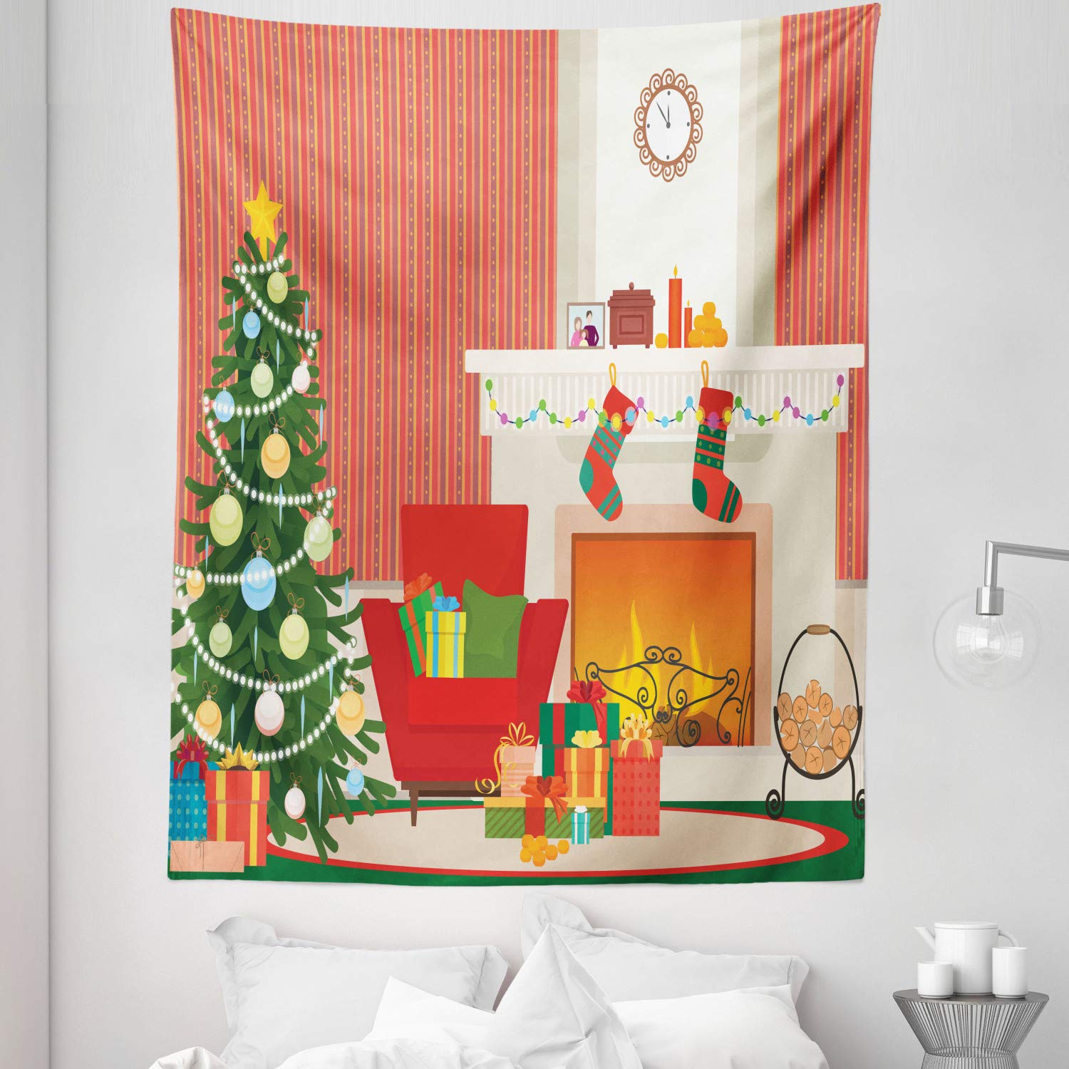 Ambesonne Christmas Fireplace Tapestry - 68