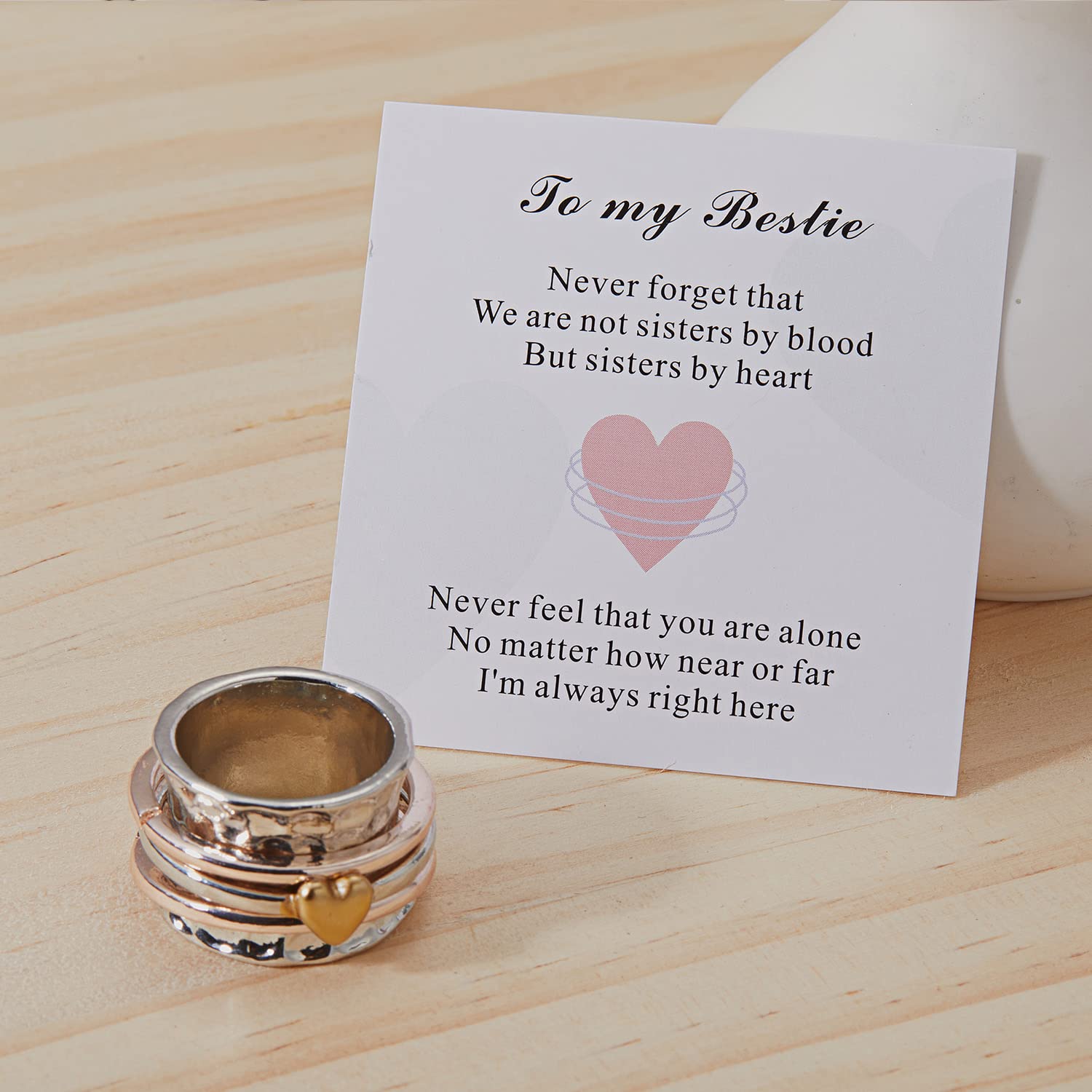 RINHOO Friendship Heart Spinner Rings for Women - Rotating Anxiety Relief Ring, Heart Design Love Ring, Unique Birthday Gifts for Her - Perfect for Stress Relief, Fashion Accessory & Romantic Occasions