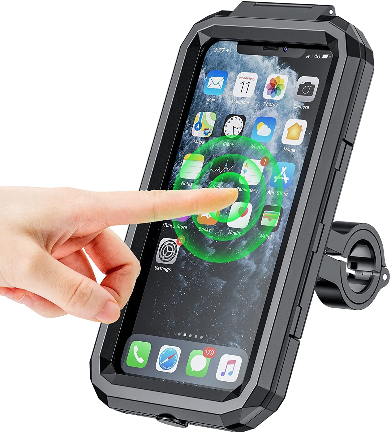 **Kewig Waterproof Motorcycle Bike Phone Mount - Aluminum Alloy Handlebar Holder with 360° Rotation & Touch-Screen Access, Compatible with 5.5-7.0 Inch Smartphones - Perfect for Cycling, Commuting & Outdoor Adventures**