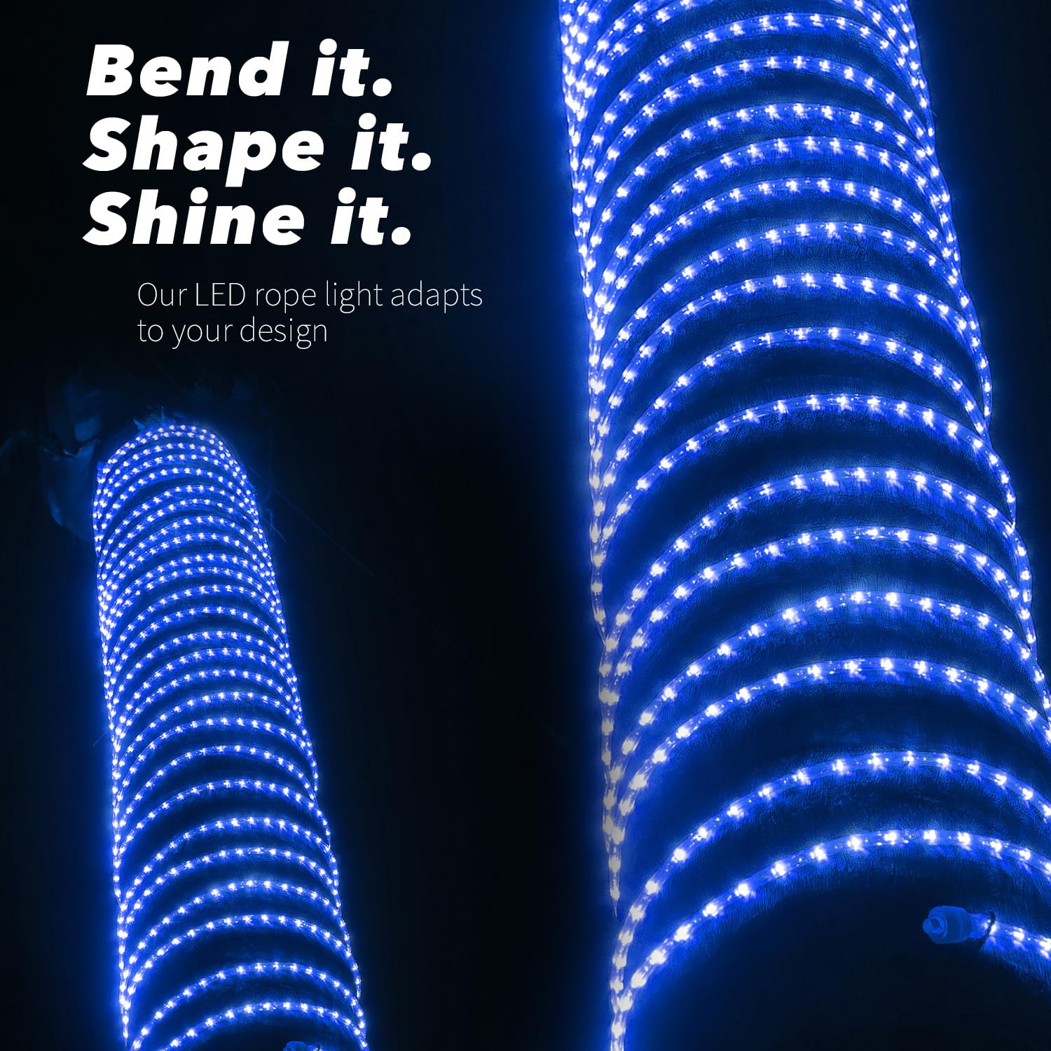WYZworks 1656LEDs 150ft Waterproof Outdoor LED Rope Lights - ETL Certified Connectable Clear Tube for Christmas, Palm Tree, Holiday, Patio & Landscape Decoration (Blue) | Perfect for Backyard, Garden, Pool & Party Lighting
